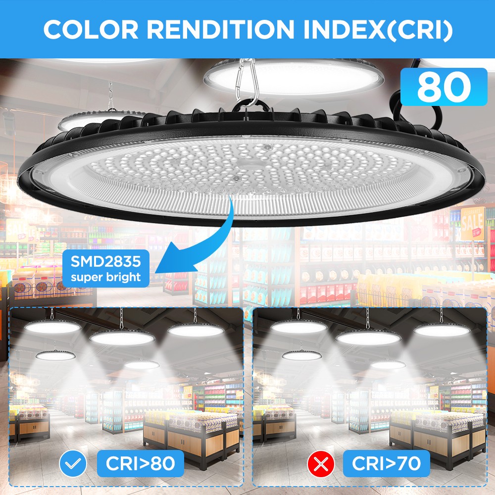 5Pcs 200W 20000lm LED High Bay Lights 600W MH/HPS 7000K Warehouse Light Fixtures
