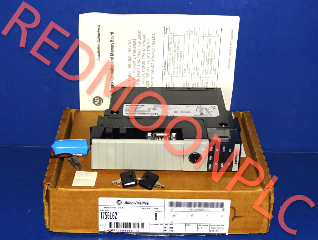 IN ORIGINAL BOX Allen Bradley 1756-L62 ORIGINAL FIRMWARE 1.9 / 0 Min. Run-Time