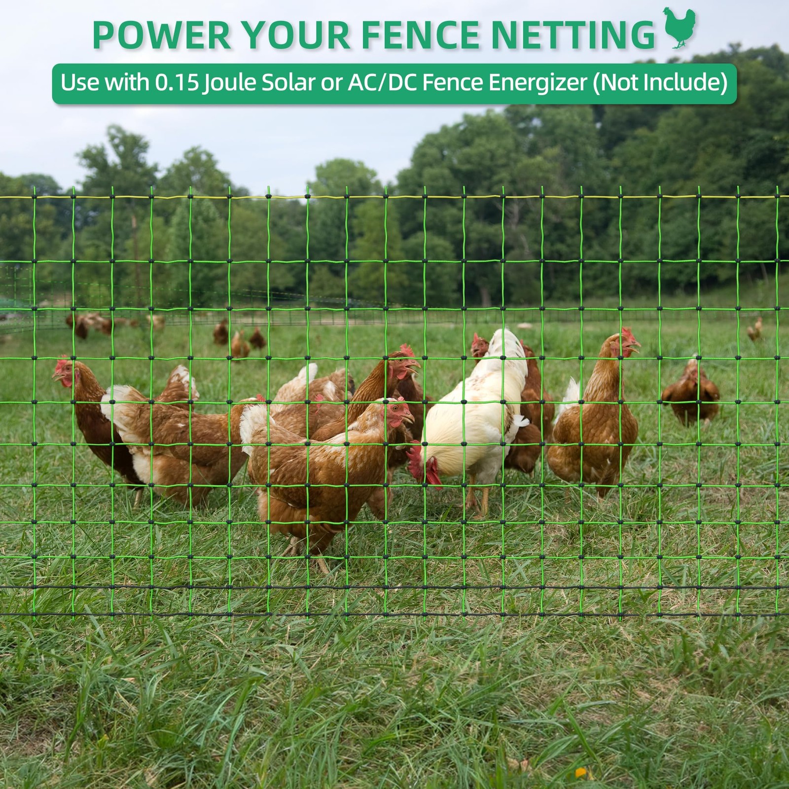 Electric Fence Netting – Chicken Fences for the Yard Semi-Rigid Net for Livestoc