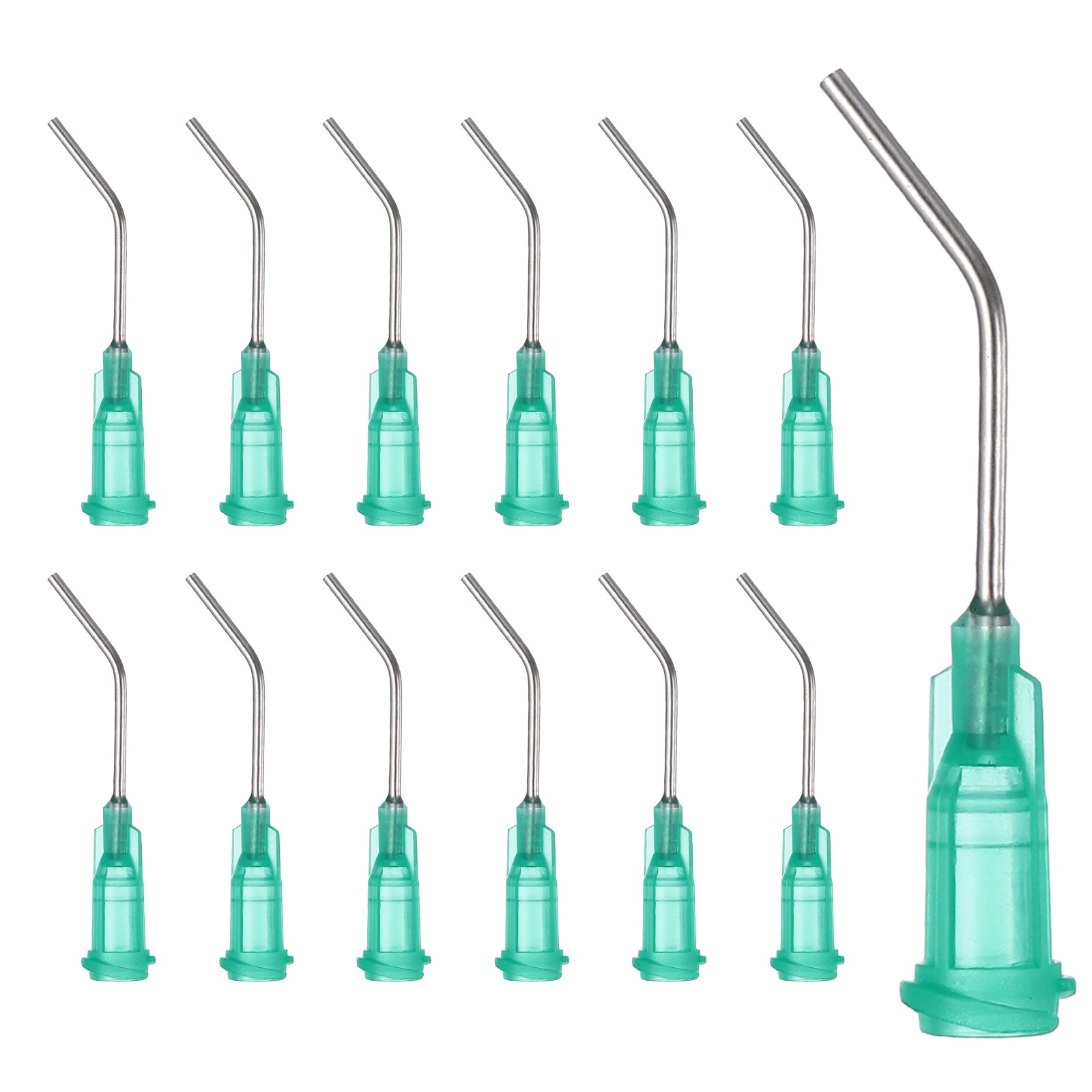 25Pcs 1Inch 18Ga 45° Angled Dispensing Needles, Green