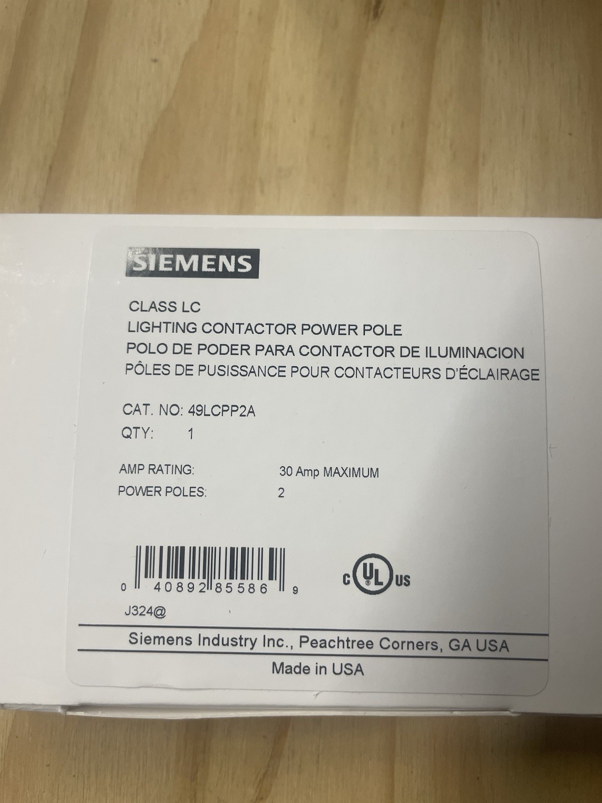 Siemens 49LCPP2A Lighting Contactor 2-Pole 30A Power Pole Box
