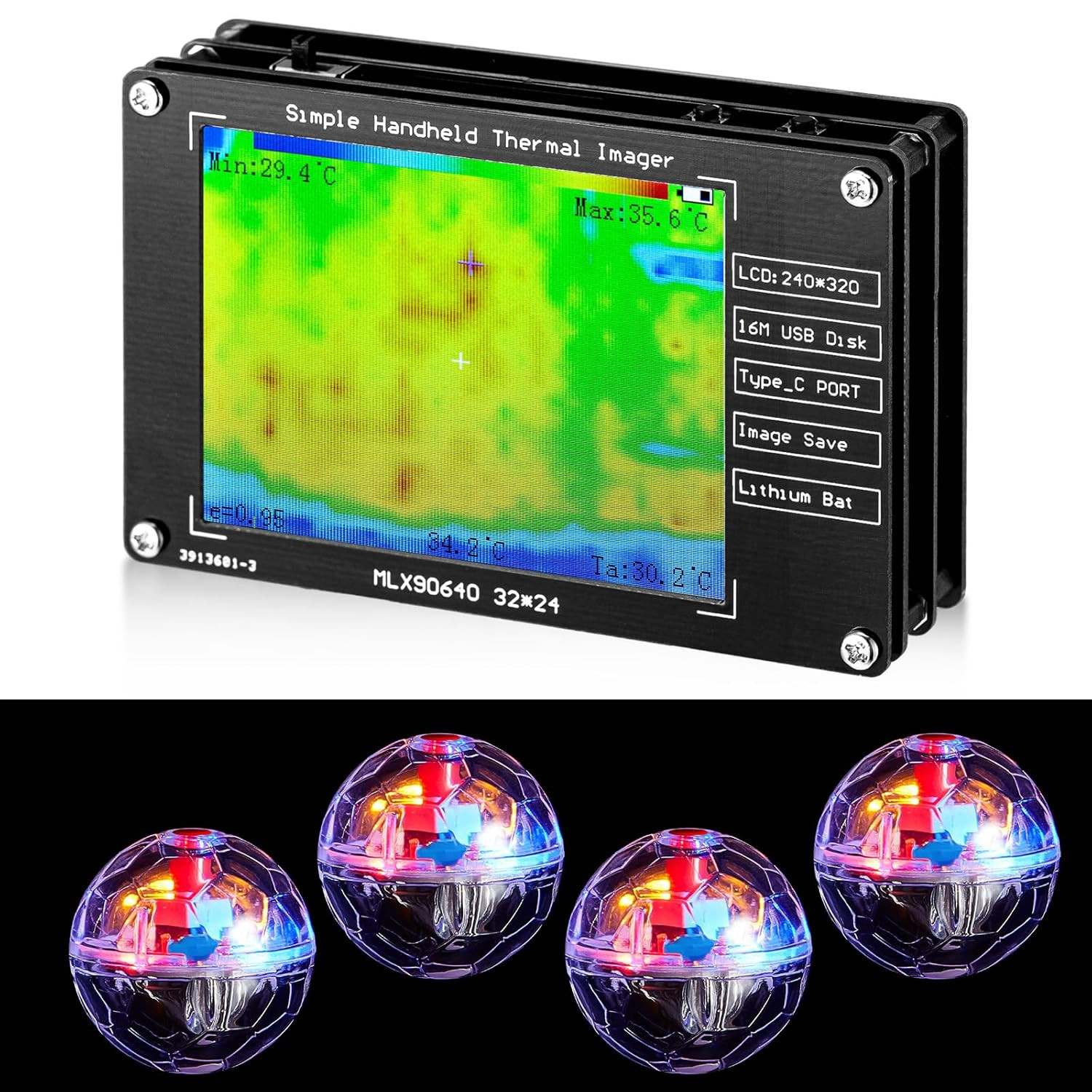 1 Pack Infrared Thermal Imager with 4 Ghost Hunting Cat Ball Portable Equipment