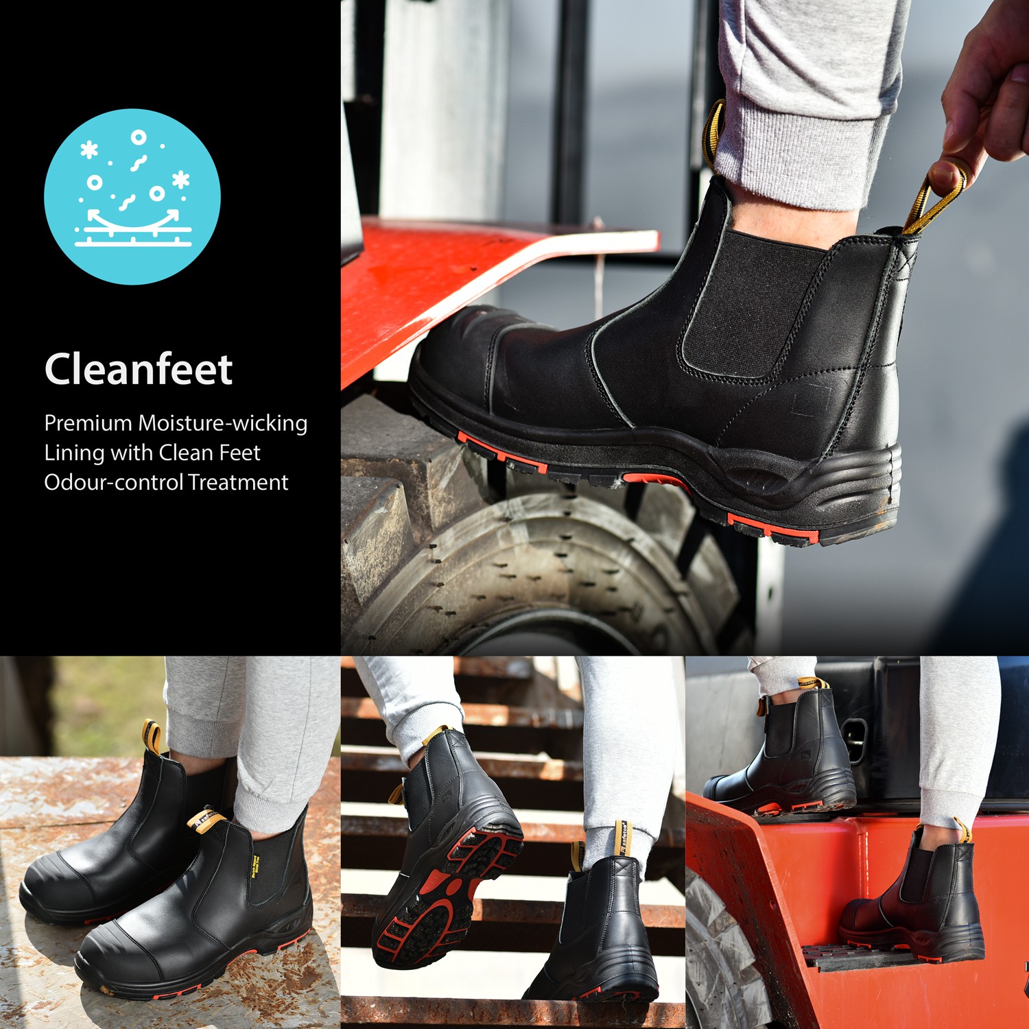 SAFETOE Men’s Composite Toe Chelsea Boots – Slip On Water Resistant ASTM F2413