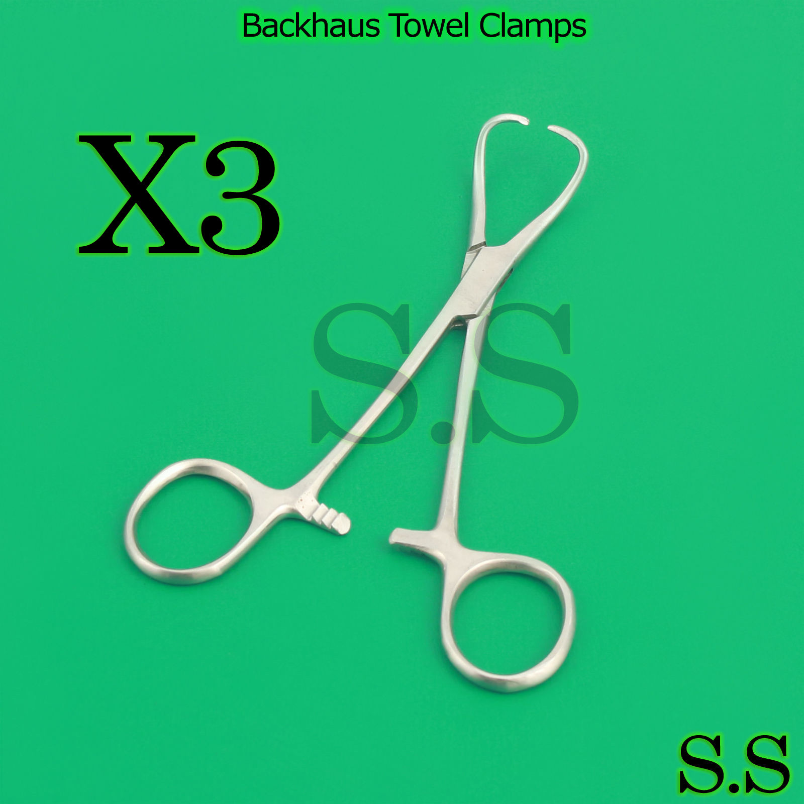 3 Pcs Veterinary Backhaus Towel Clamp forceps 3.5″ Stainless Steel Instruments