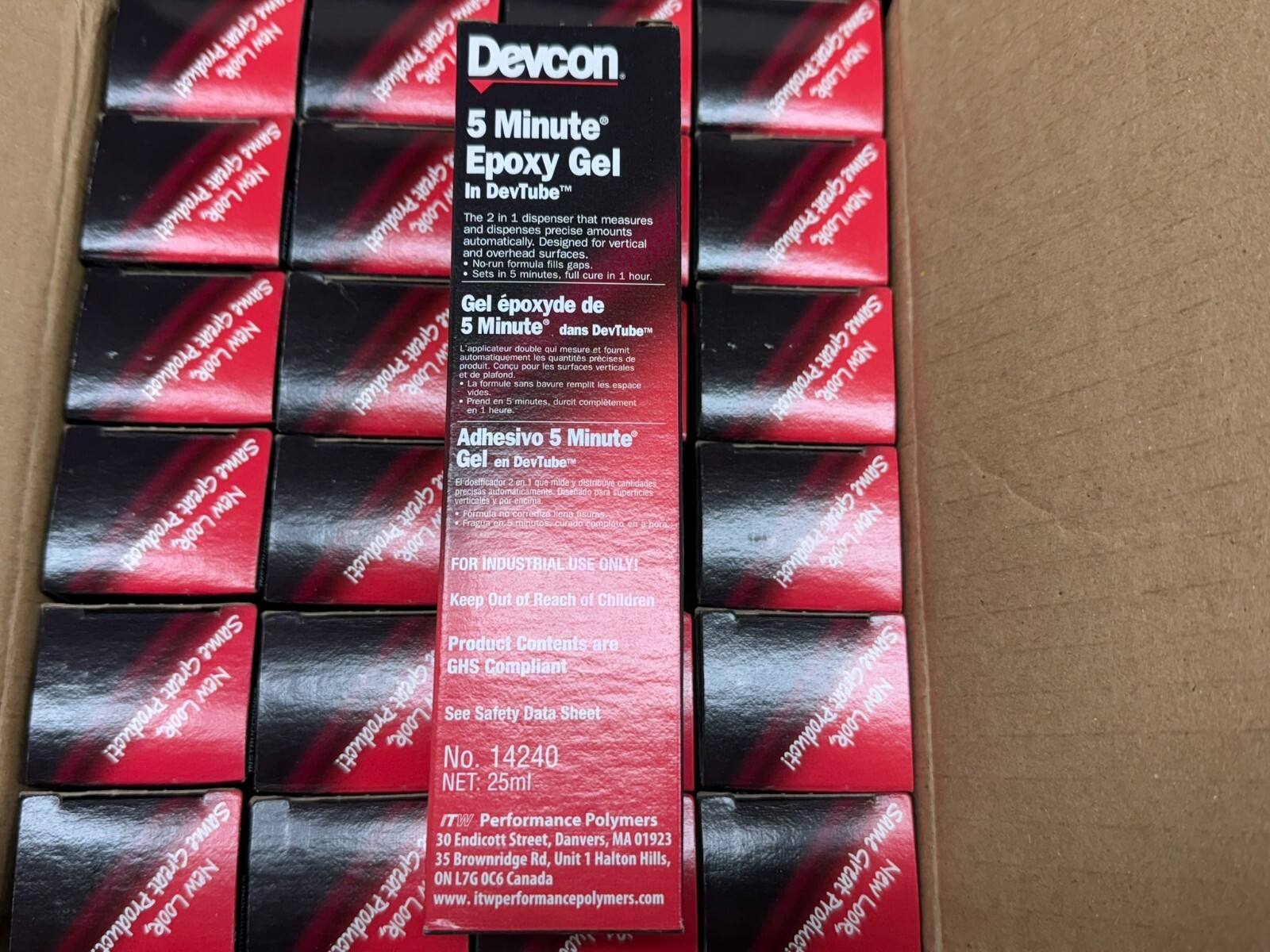 QTY-24 Devcon 14240 5 Minute Epoxy Gel Adhesive 25 mL Dual Syringe Devtube