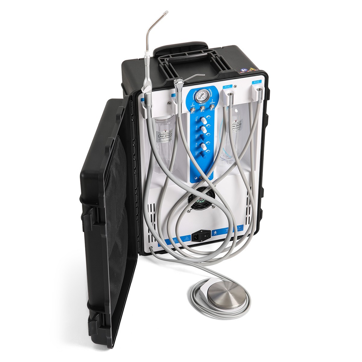 Portable Dental Delivery Unit System 4Hole Air Compressor Suction Case Cart