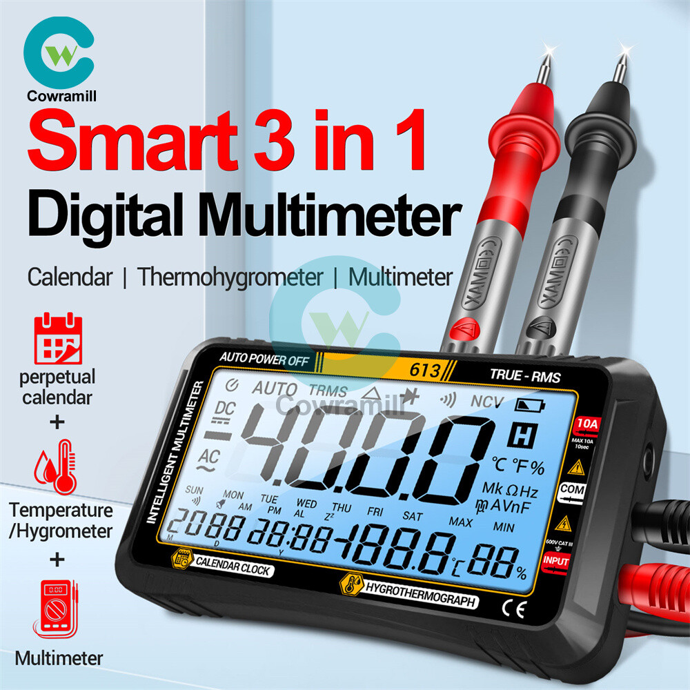 ANENG 612 613 AC/DC Digital Multimeter 4000Counts Calendar Temp Humidity Display