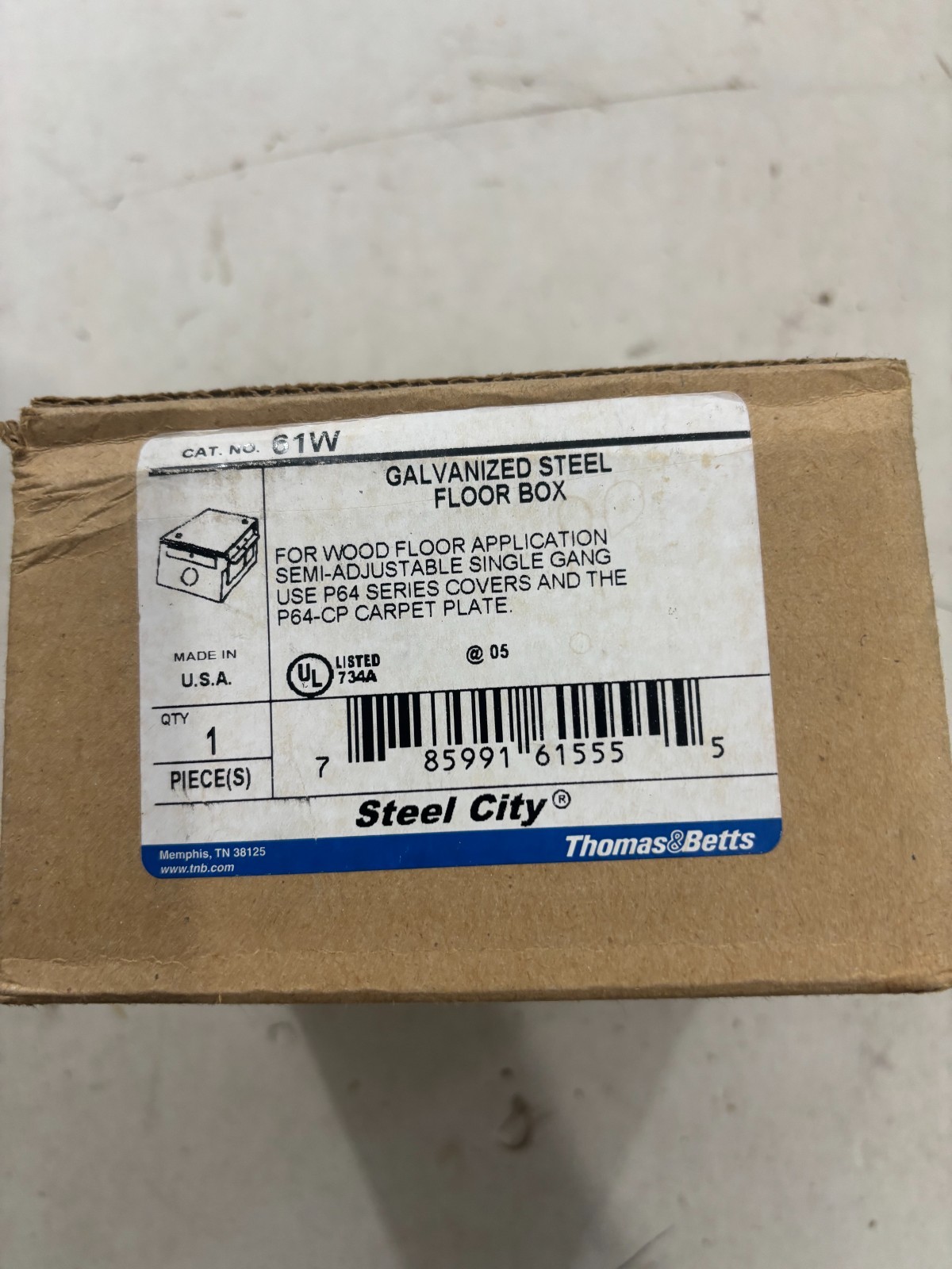 1 – Steel City 61W 1 Gang Galvanized Adjustable Steel Floor Box