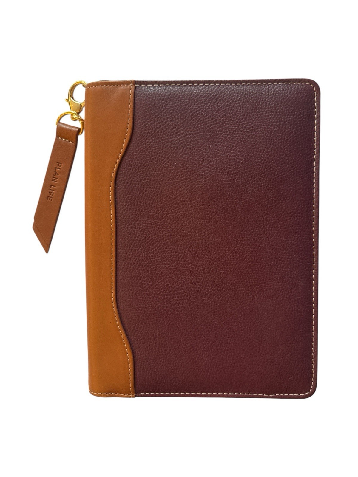 Franklin Quest Planner Binder Burgundy Brown Verona Leather Zip Around No Ring