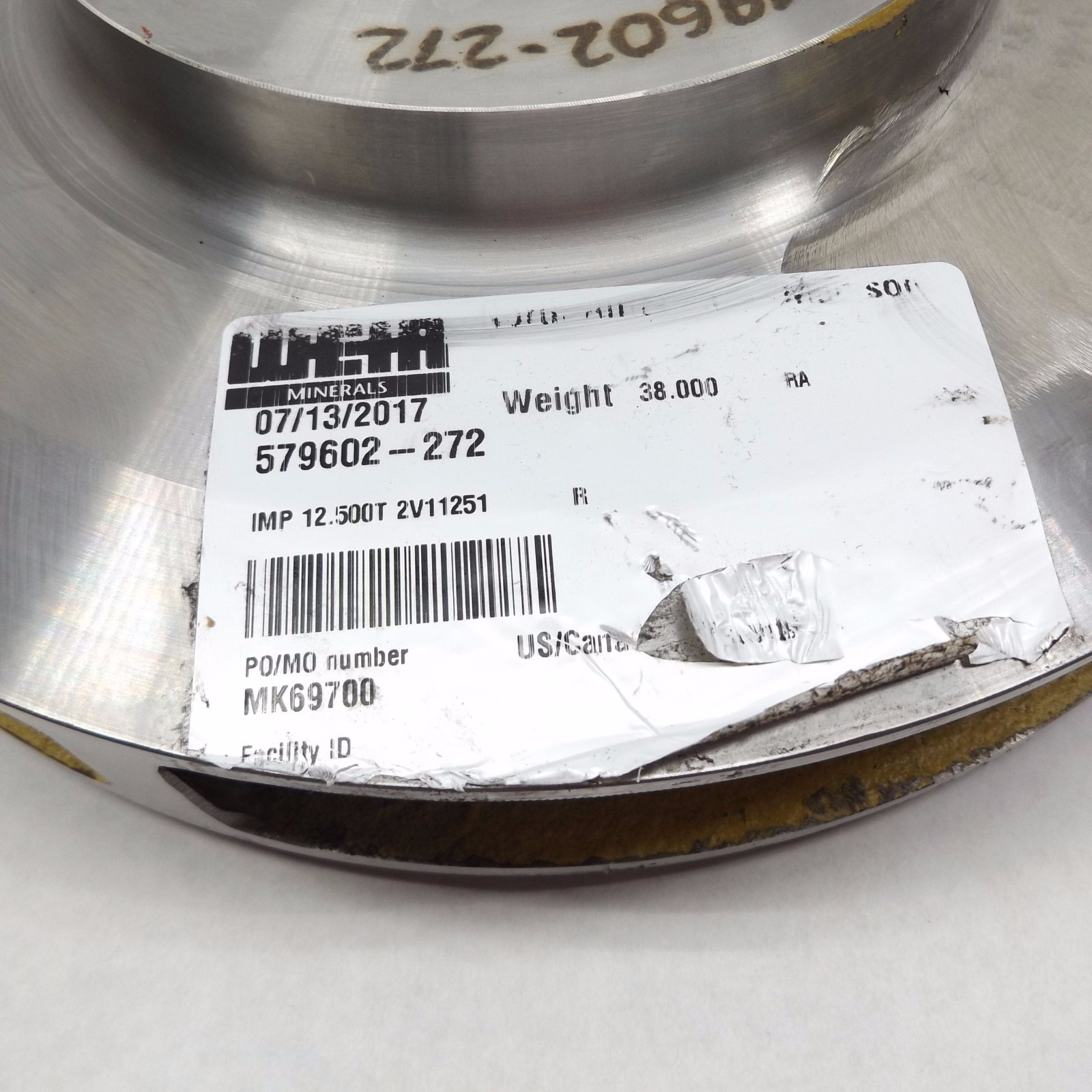 WEIR MINERALS 2V11251 12.500T IMPELLER 579602-272 38.000# REBALANCED