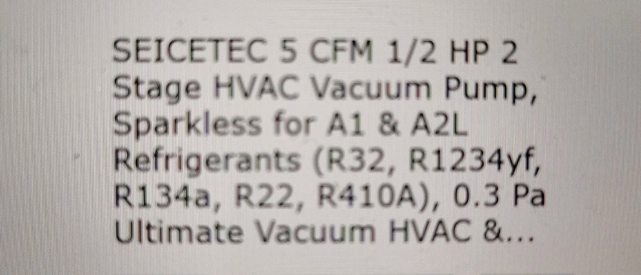 Seicetec Vp245 2 Stage HVAC Vacuum Pump