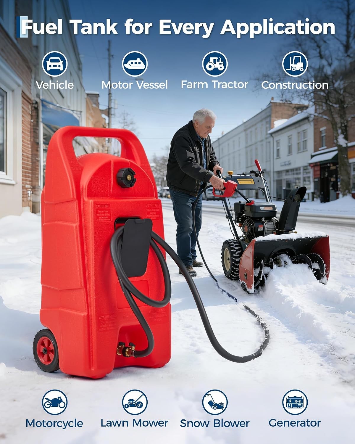 15 Gal Gas Caddy Portable Fuel Tank & Fuel Tran w/ LE Fluid Transfer Manual Pump
