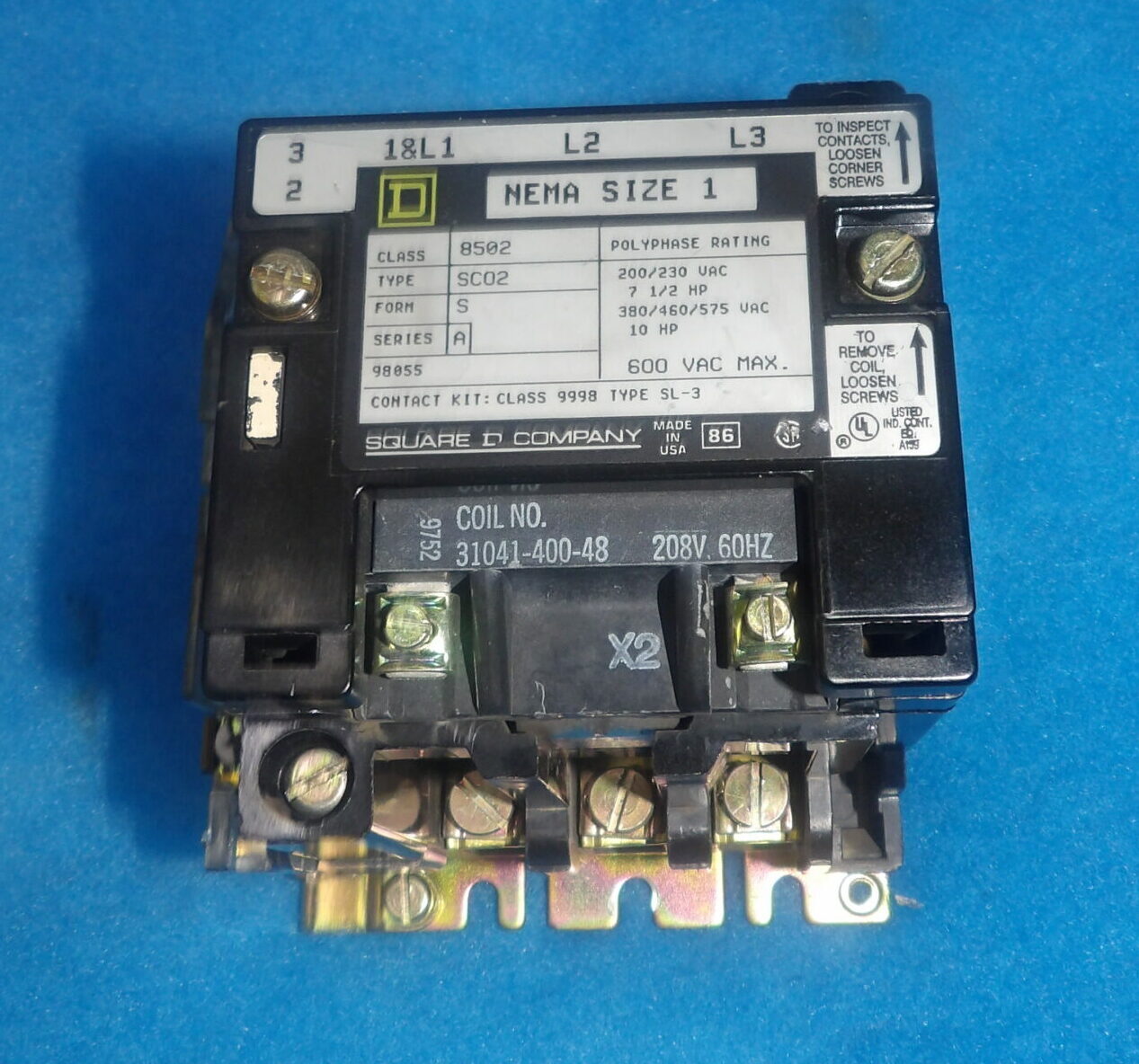 Square D 8502 SCO2 Form S Series A Nema Size 1 10HP Contactor + 1 Year Warranty