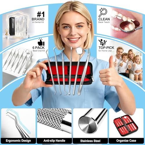 Dental Tools Pick Teeth Cleaning Hygiene Kit Plaque Remover for Steel
