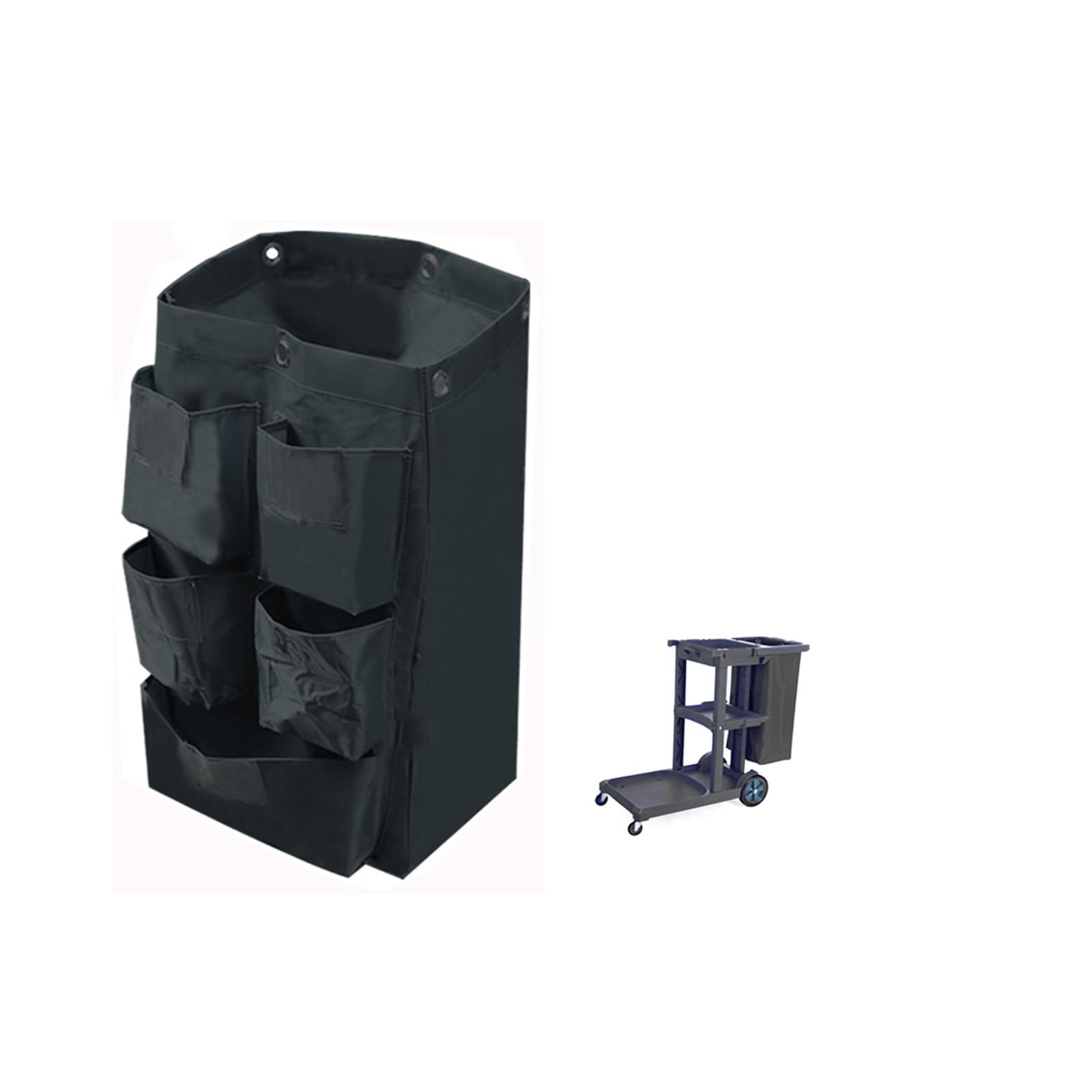 Janitorial Cart Bag with 5 Pockets,25 Gallon Housekeeping cart Bag High Capac…