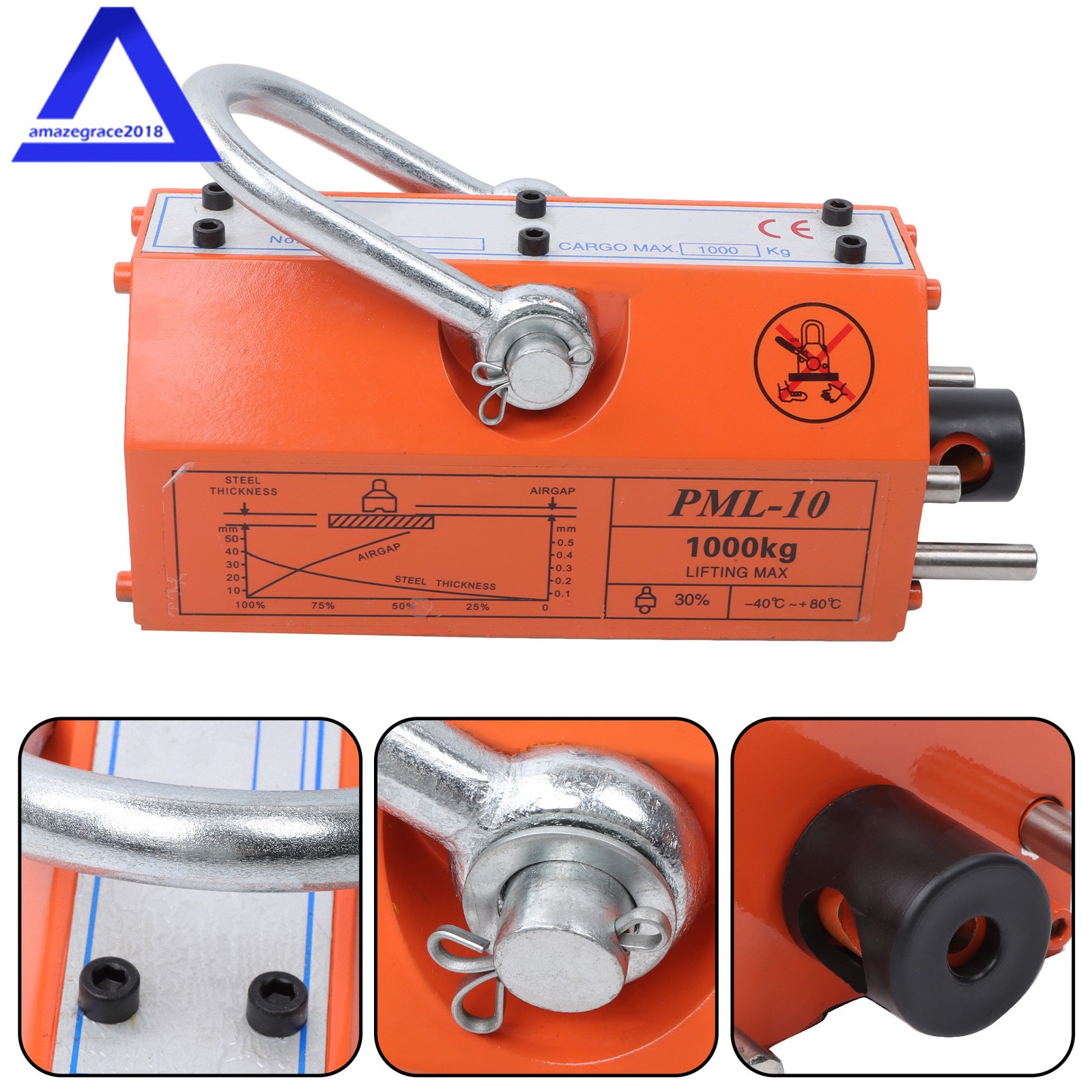 Magnetic Lifter Lifting Magnet 2200lbs/1000kg 2 Safety Factor Neodymium Hoist