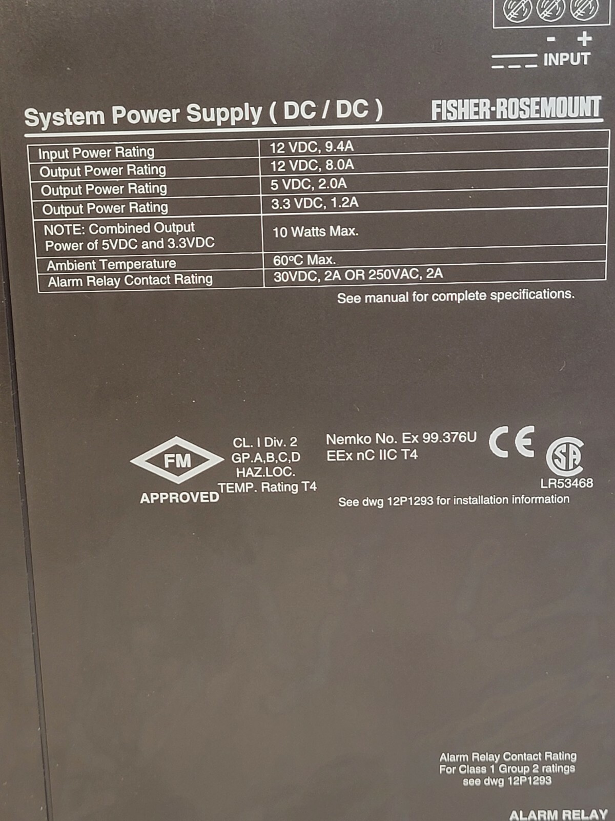 DELTAV KJ1501X1-BB1 EMERSOM SYSTEM PASS THROUGH POWER SUPPLY 12/12VDC (DC/DC)