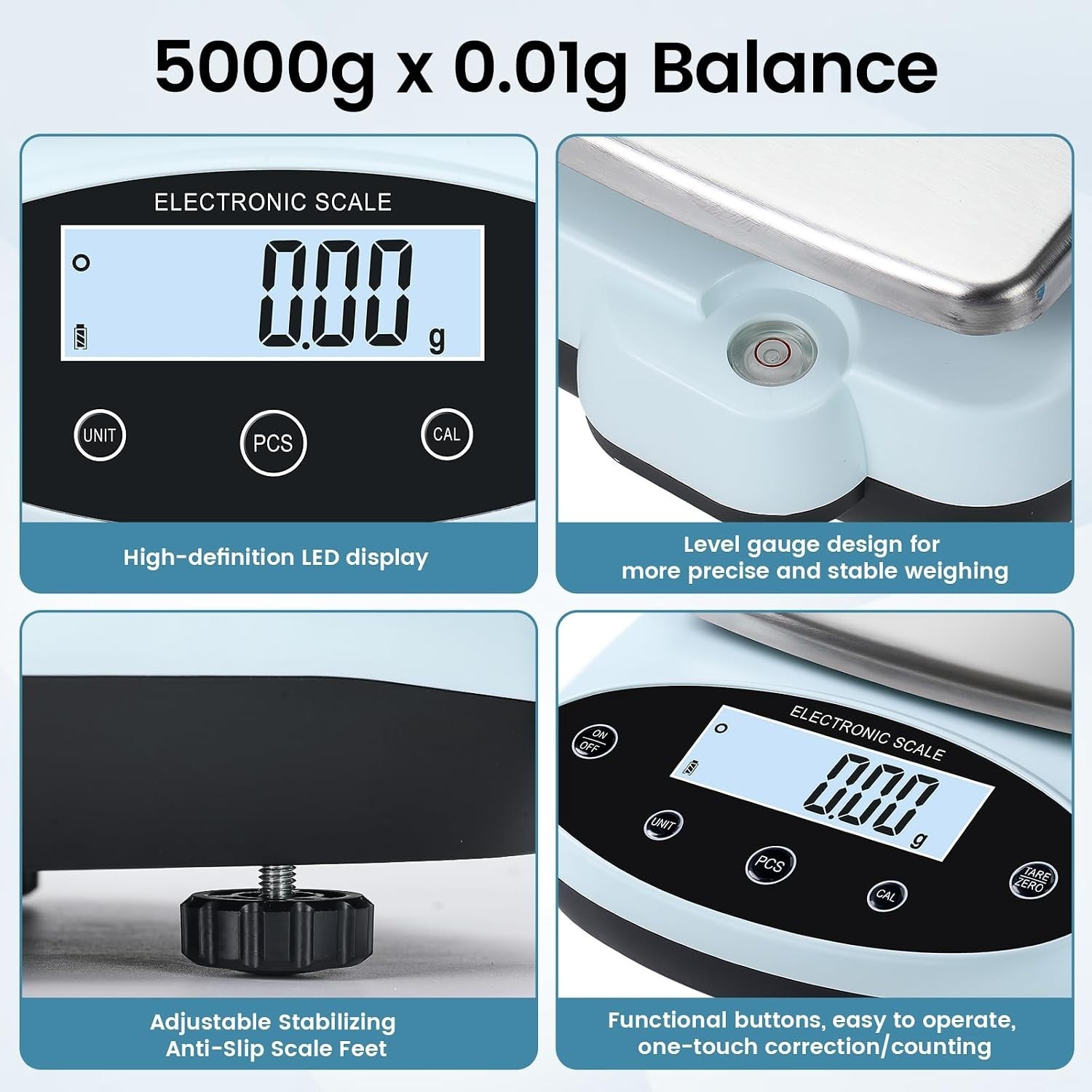Analytical Balance 5000G X 0.01G Digital Gram Scale 0.01G Accuracy Precision Lab