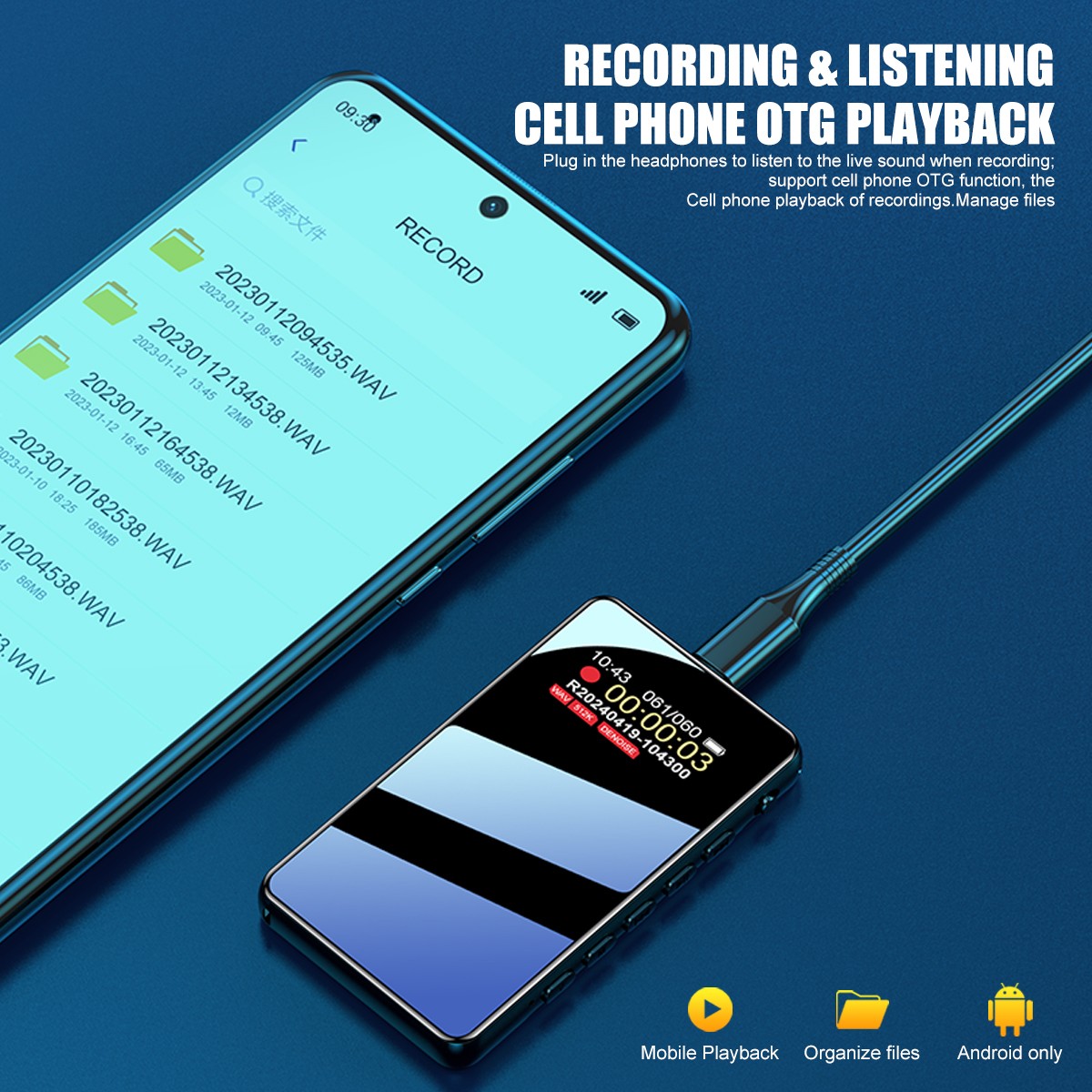 32GB Voice Recorder One-Touch Recording Color Screen for Lectures Meeting 60Hrs