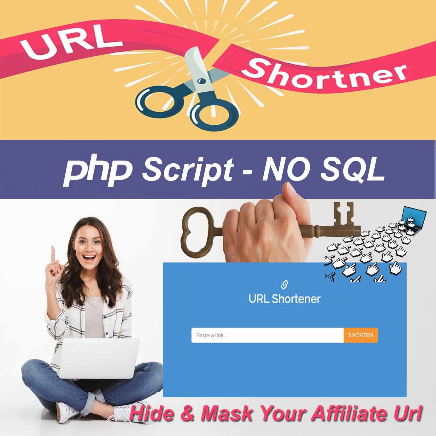 Turnkey Simple URL SHORTENER PHP Script | Hide Affiliate Links- no SQL – Adsense