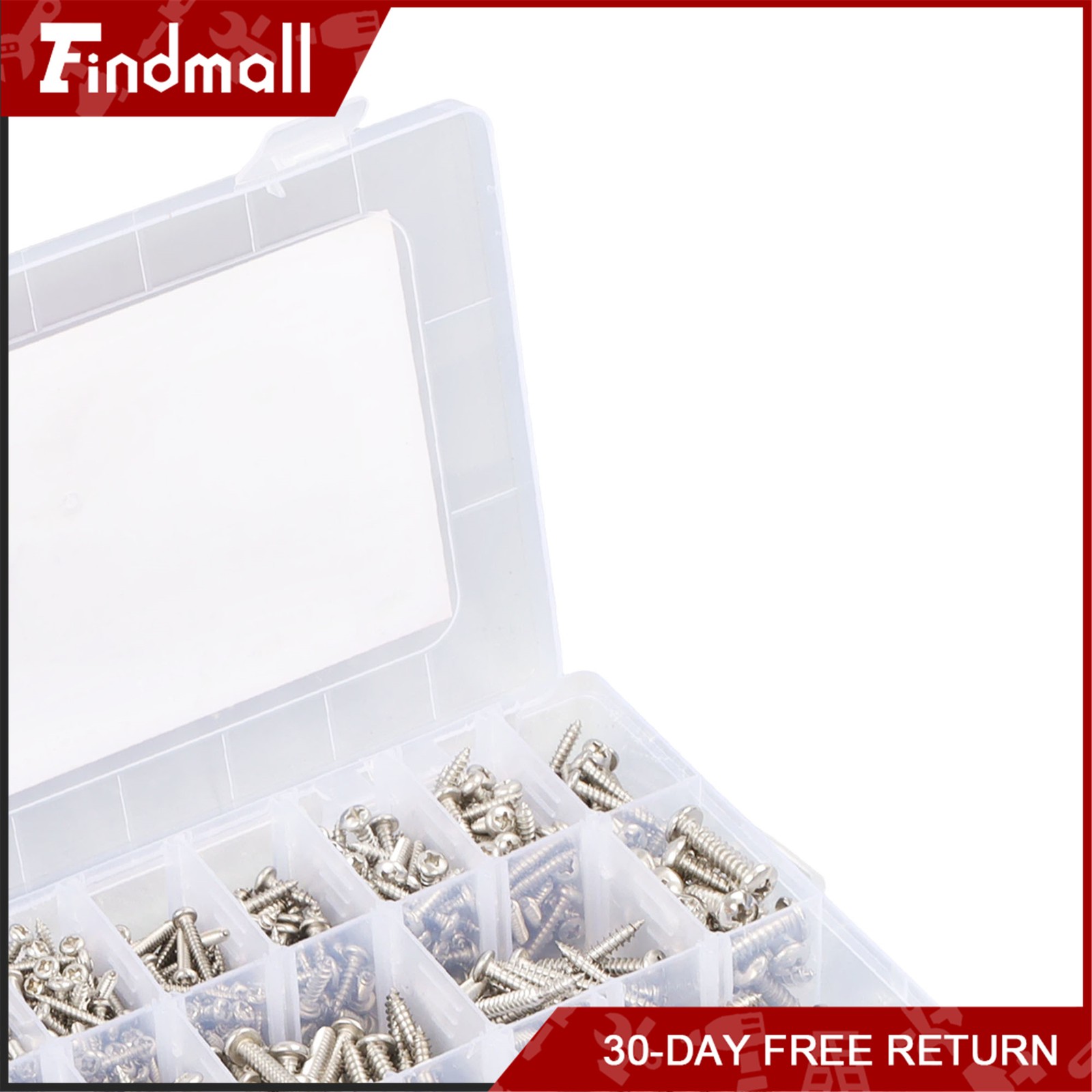 Findmall 780 PCS Pan Head Sheet Metal Screws Assortment Kit #4#6#8#10 Stainless