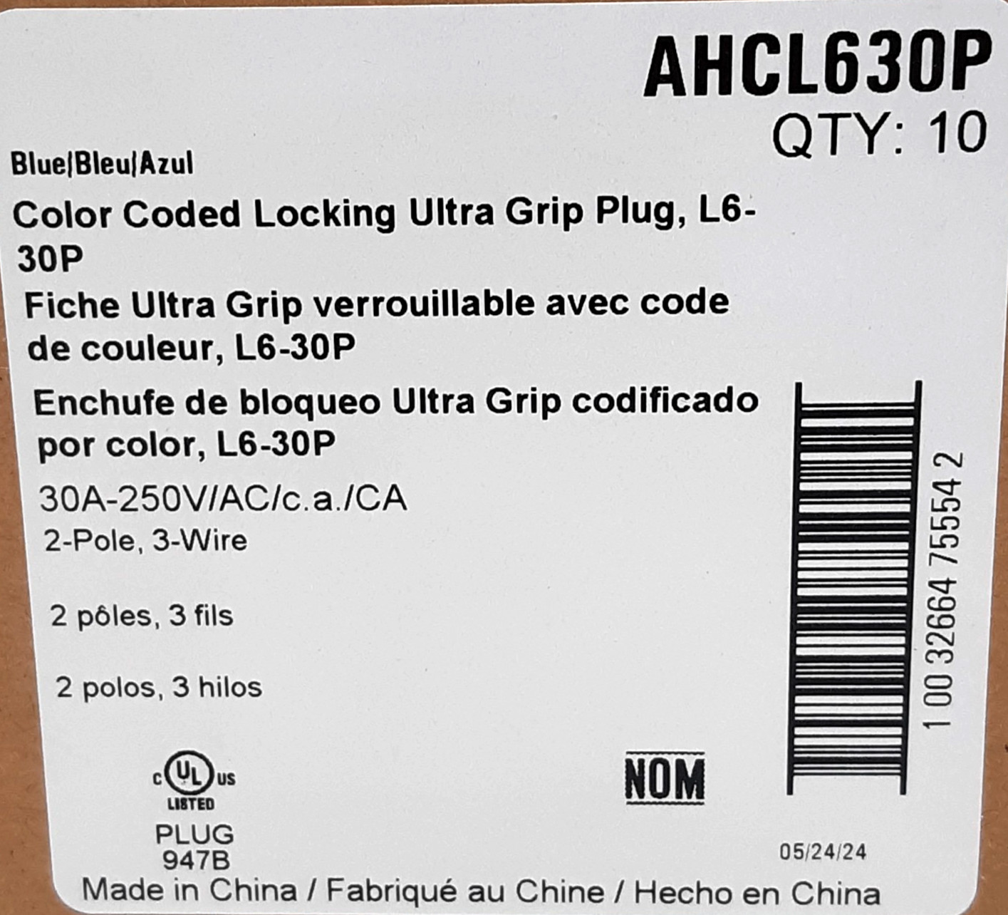 Eaton AHCL630P Locking Ultra Grip Plug – Box of 10