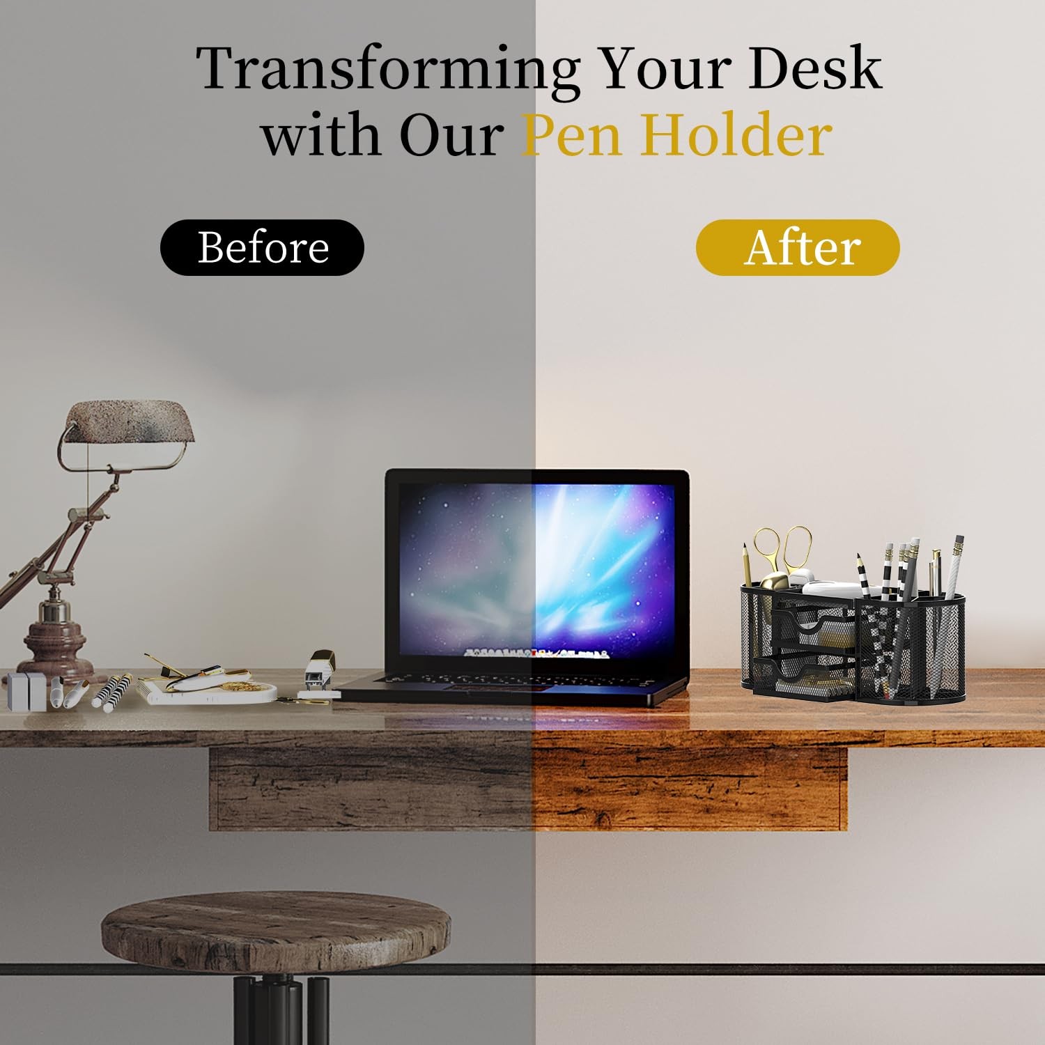 SUPEASY Mesh Desk Organizer, Organizers and Accessories, Obsidian Black