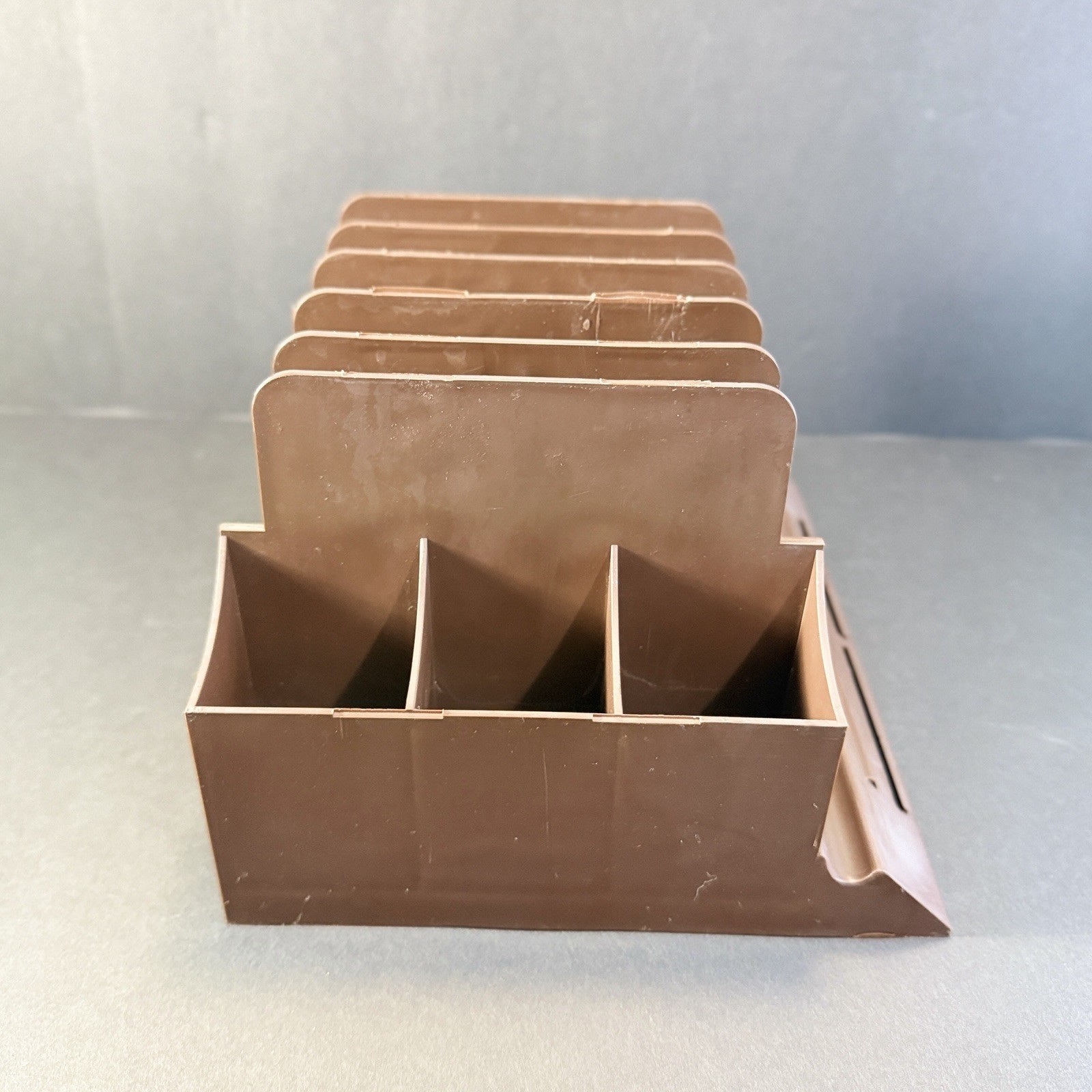 Vintage Action Industries Brown Plastic Desk Organizer Letter File Sorter 1970s