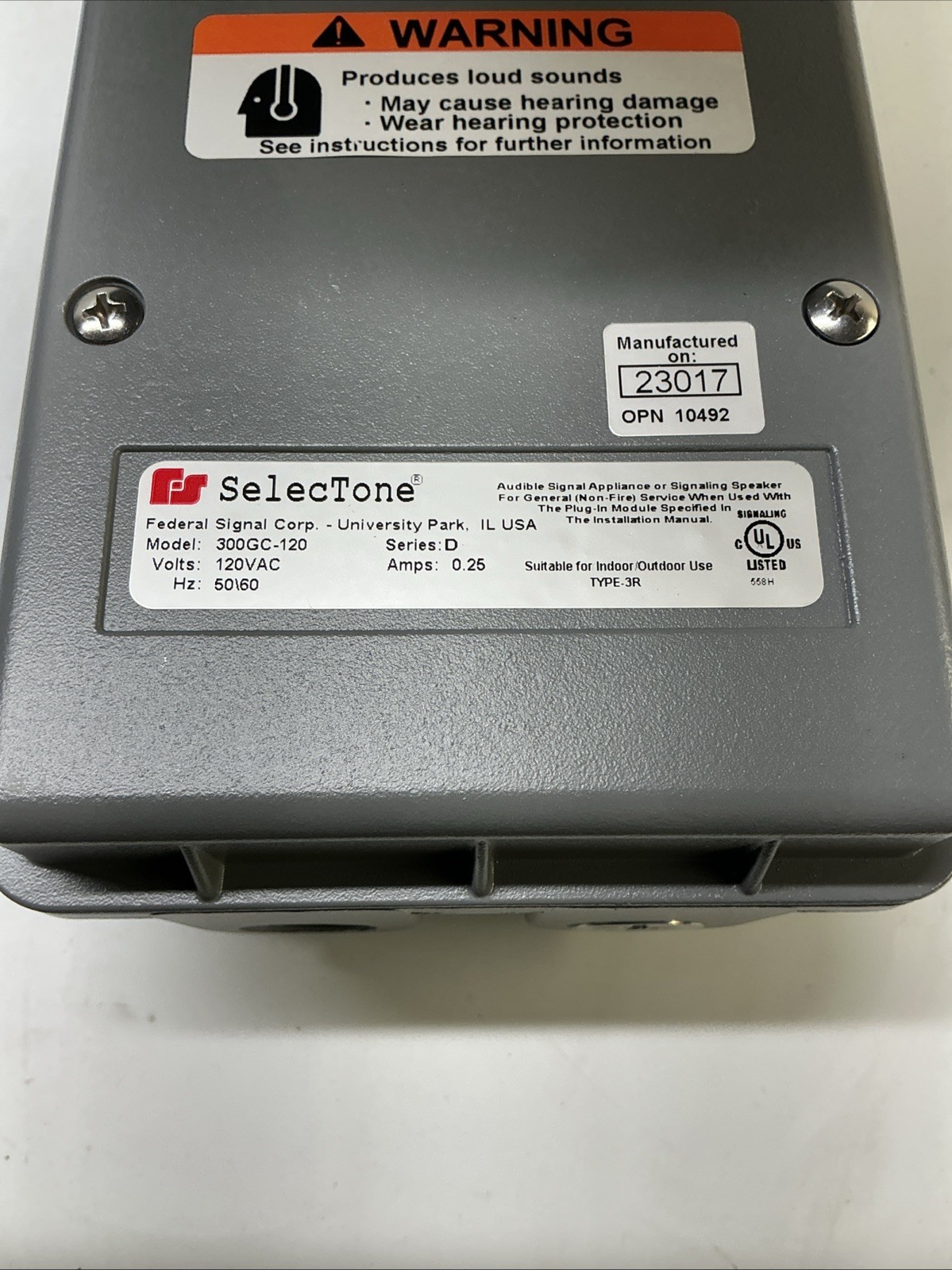 SelecTone 300GC-120 Fedral Signal Horn Ser D AA-689S