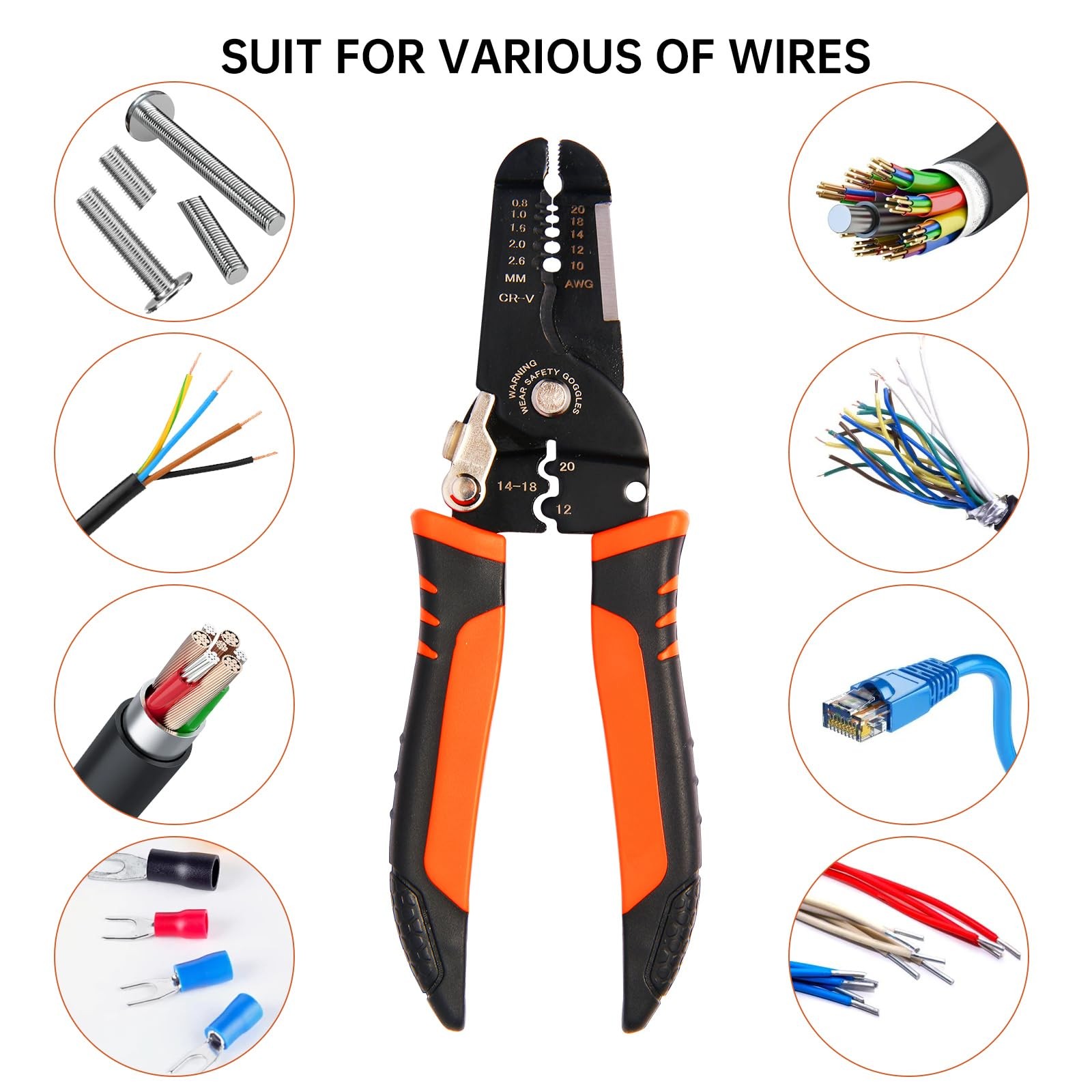 Wire Stripper, 3-rd Generation Wire Strippers or Crimping Tool, 5-IN-1 Wire Crim