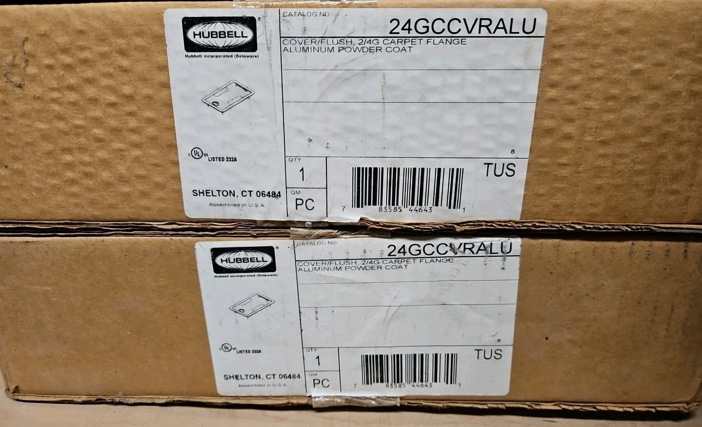 Lot Of 2 – HUBBELL 24GCCVRALU COVER FLUSH 2/4G CARPET FLANGE ALUMINUM
