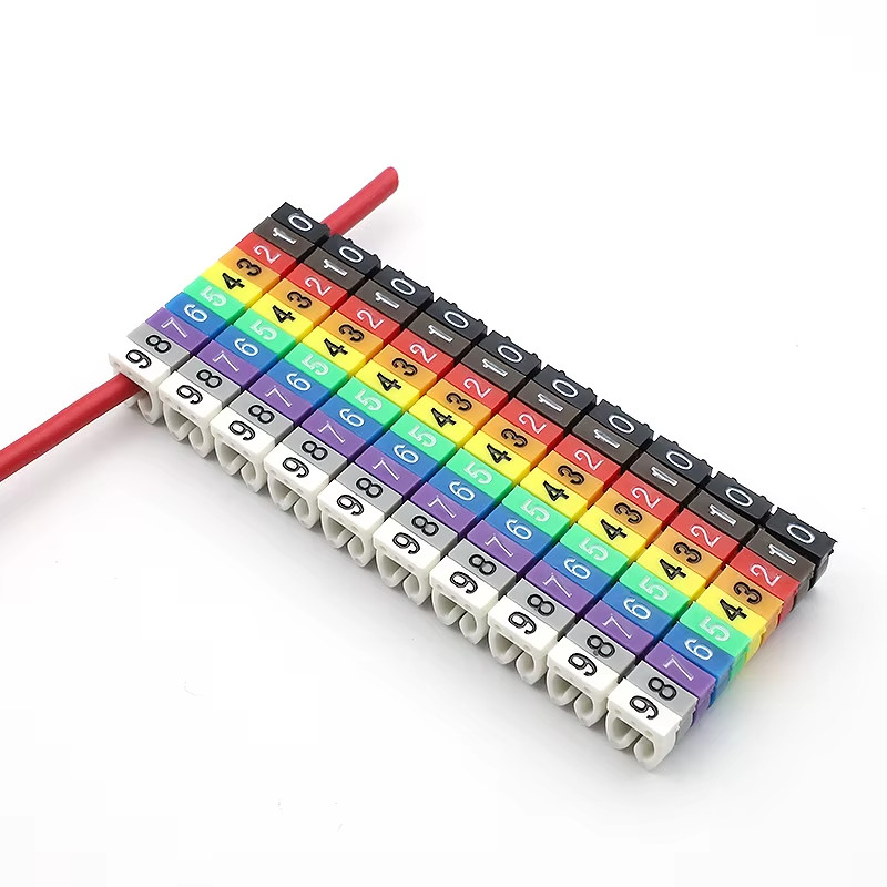 150/100Pcs Cable Markers Colourful C-Type Marker Number Tag Label for 2-3Mm Wire