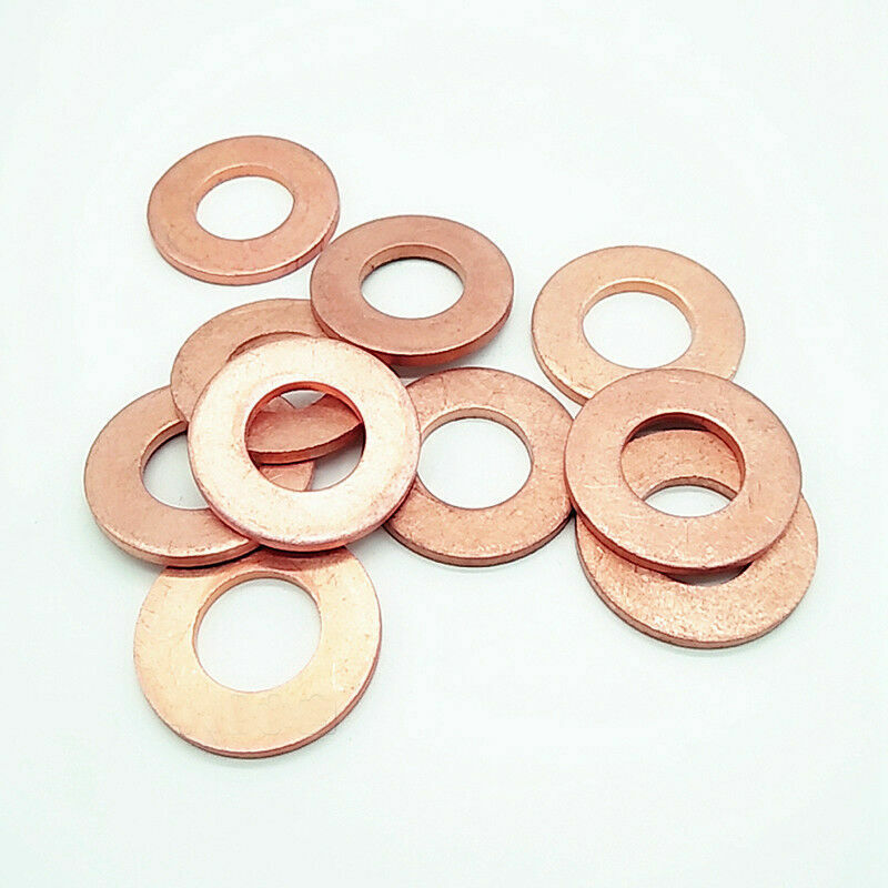 10pcs M6 x 12mm x 1.5mm 99.9% Pure Copper Cu Flat Washer Conductive Flat Washer