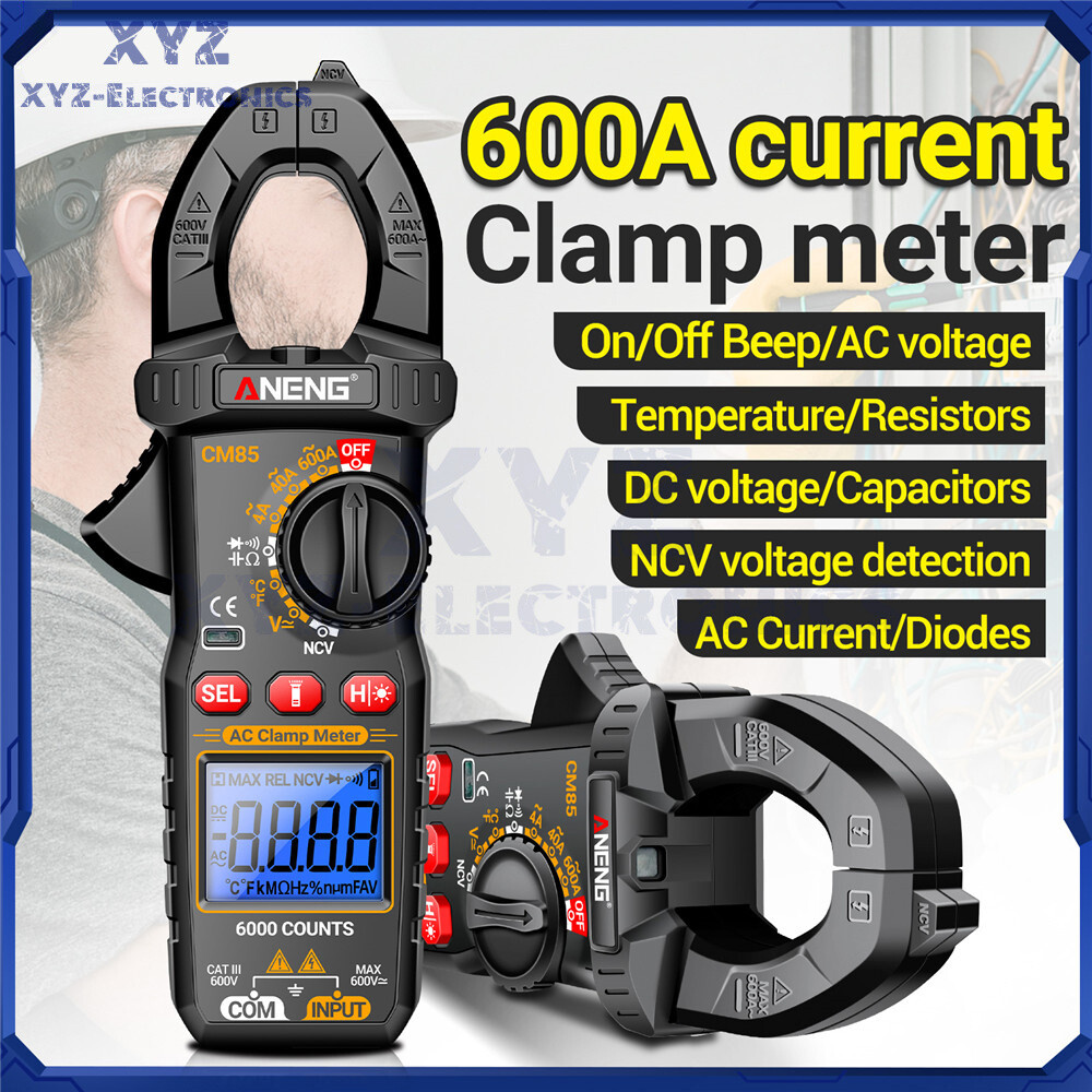ANENG Digital Clamp Meter 6000 Count Multimeter NVC Amp AC DC Volt Current Test