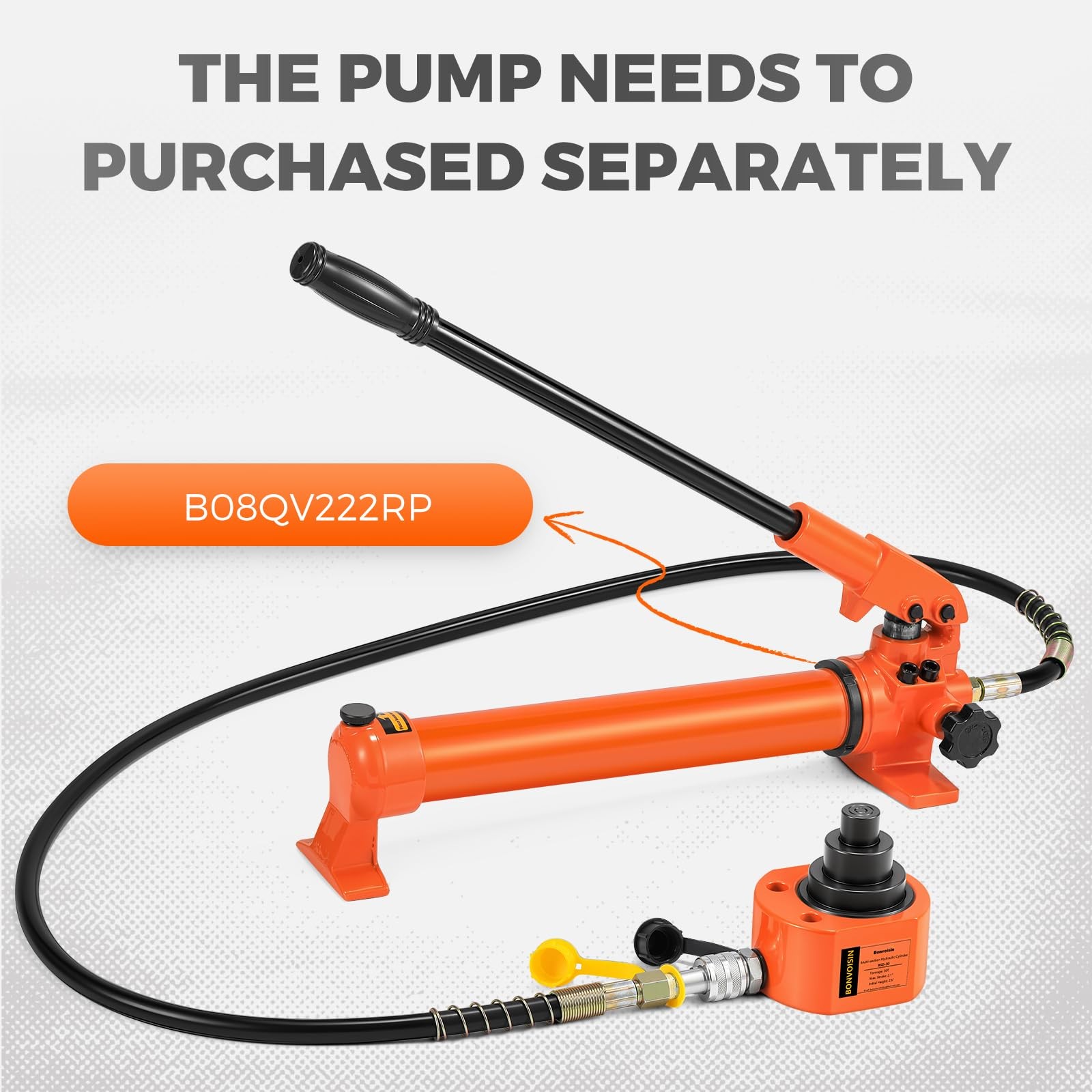 Bonvoisin Hydraulic Ram Jack 30T Low Profile Porta Power Cylinder 30T, Orange