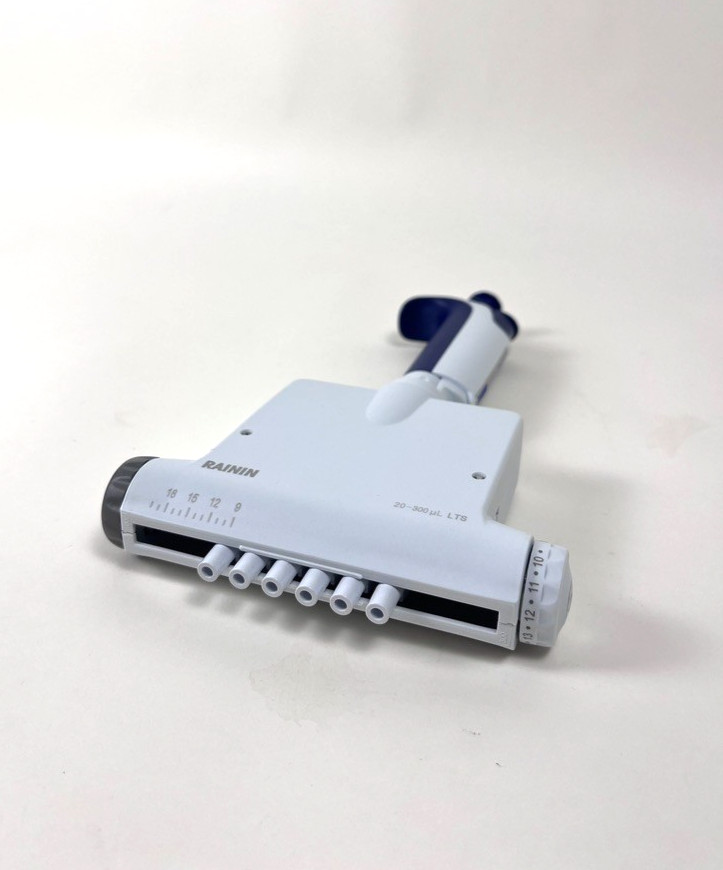 Rainin Pipet-Lite, XLS Adjustable Spacer 6-Channel Pipette, 20-300 μL, Tested