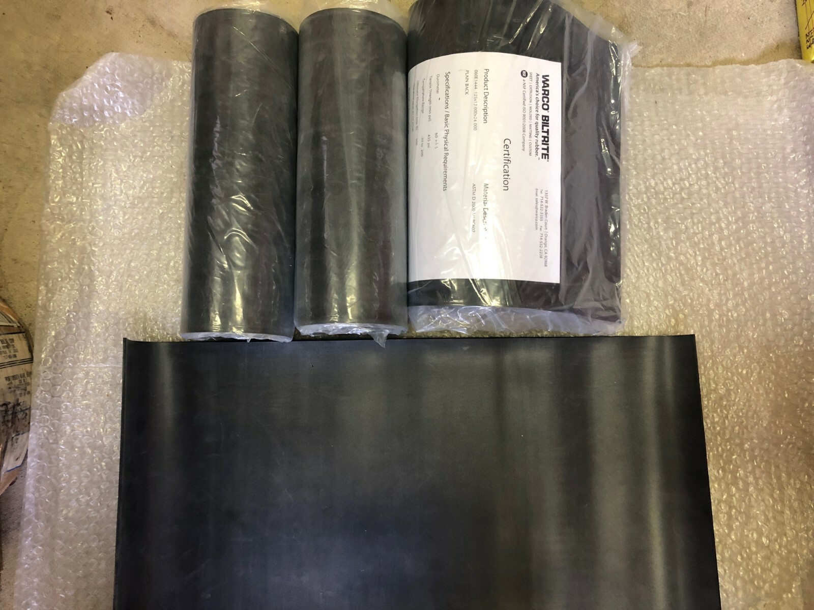 Warco Biltrite 040E1442.125X12.000X24.000 Plain Back Rubber Material (3ea)