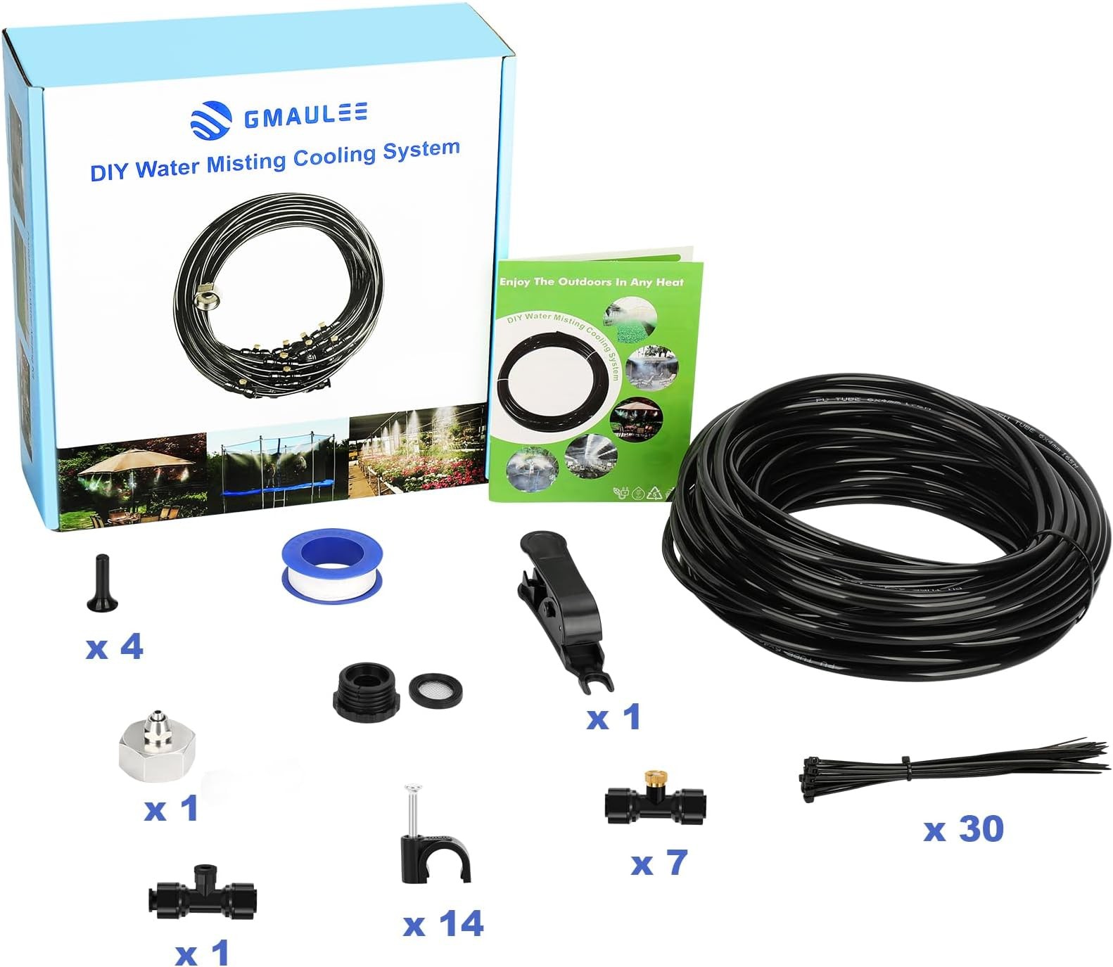 GMAULEE Misting Cooling System, DIY 33FT(10M) Misting Line +7 Brass Mist Nozz…