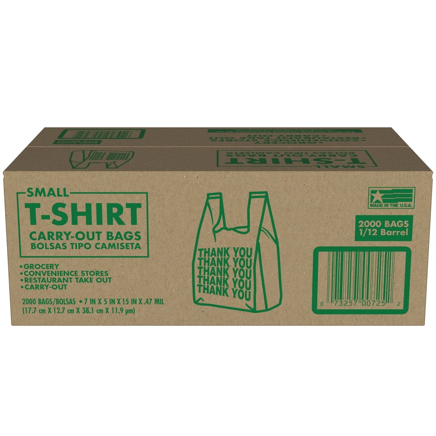 2 PACKS- Small T-Shirt Carry-Out Bags, 7″ x 5″ x 15″ (2000 ct.)