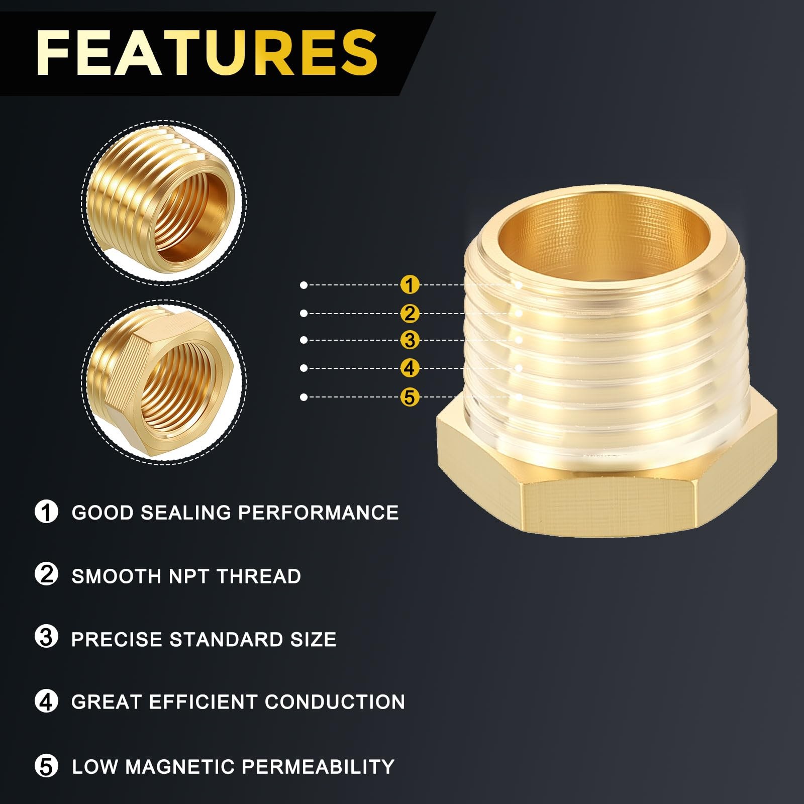 METALLIXITY 10PCS 1/2″ Male NPT to 1/4″ FeMale NPT, Brass Pipe Fittings