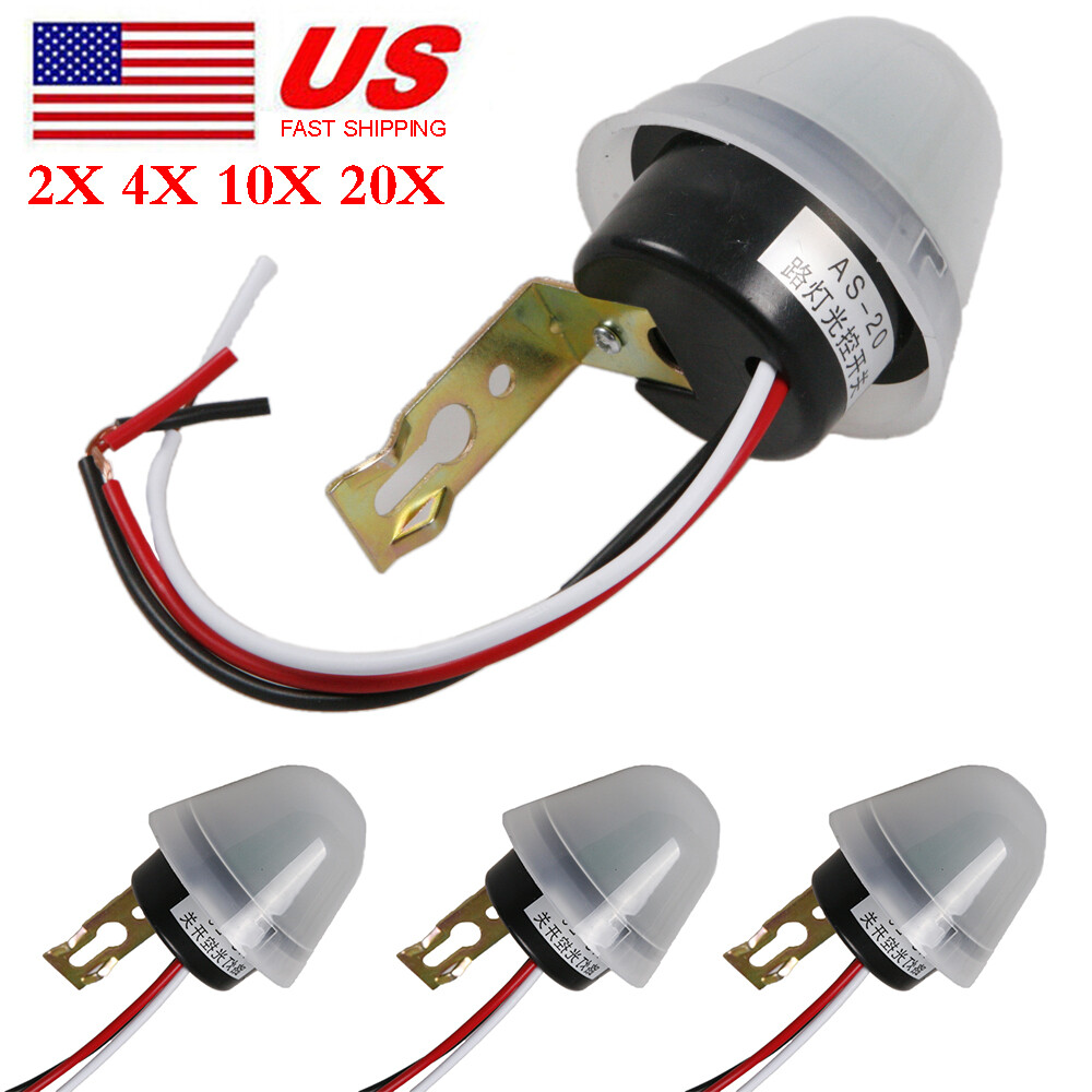 2-20X Ajustable AS-20 AC/ DC 12V Photo Sensor Switch Auto On Off Street Light US