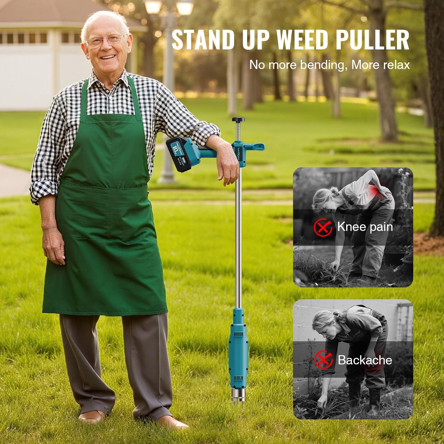 Weed Puller Tool,Electric Stand Up Weed Puller Tool, 21V Battery Powered w/ 2…