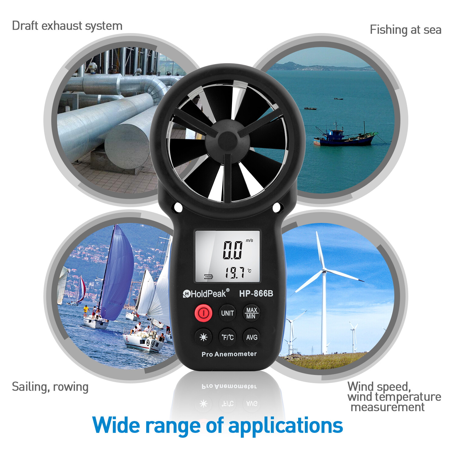 Digital Anemometer 67.1mph 113°F Backlit LCD Wind Chill Portable Outdoor