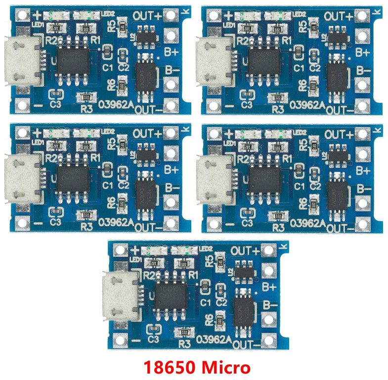 10PCS USB Micro, TYPE-C and Mini Lithium Battery Charger With battery protection