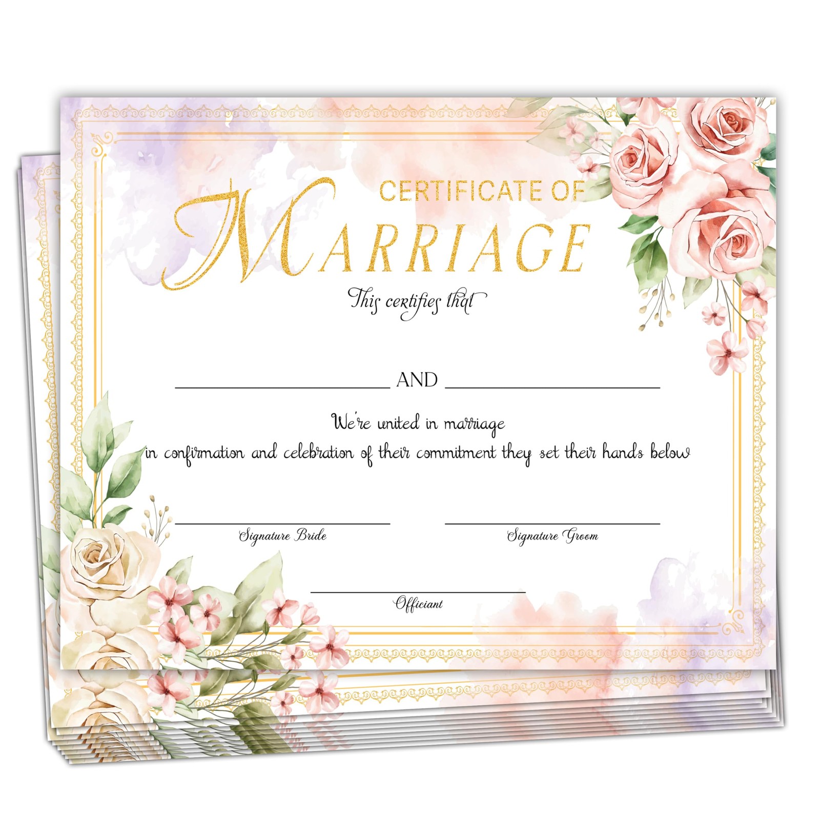 Floral Marriage Certificates, Wedding Certificate for Wedding Ceremony Propos…