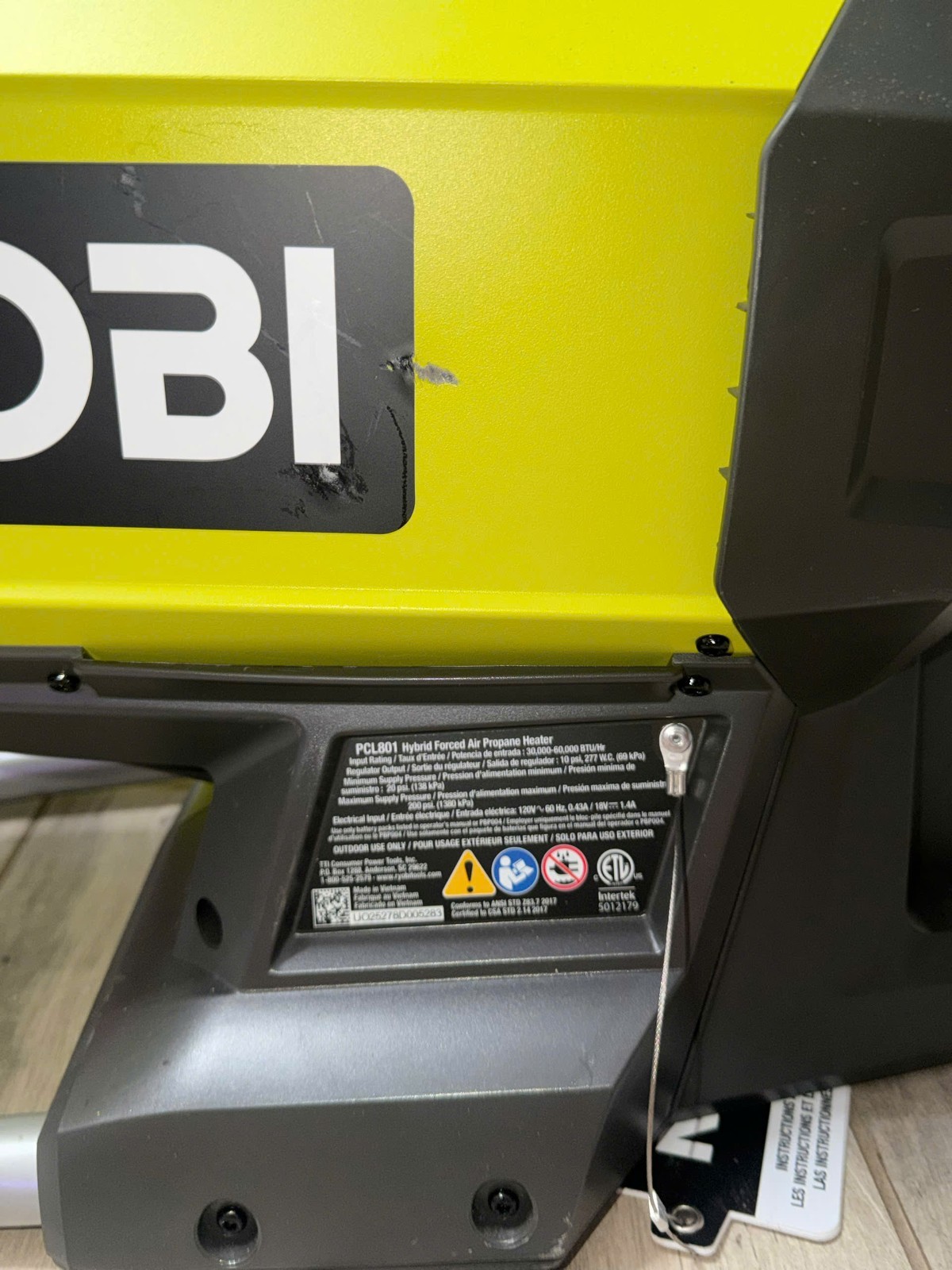Ryobi PCL801 ONE+ Hybrid Forced Air Propane Heater (Tool Only)