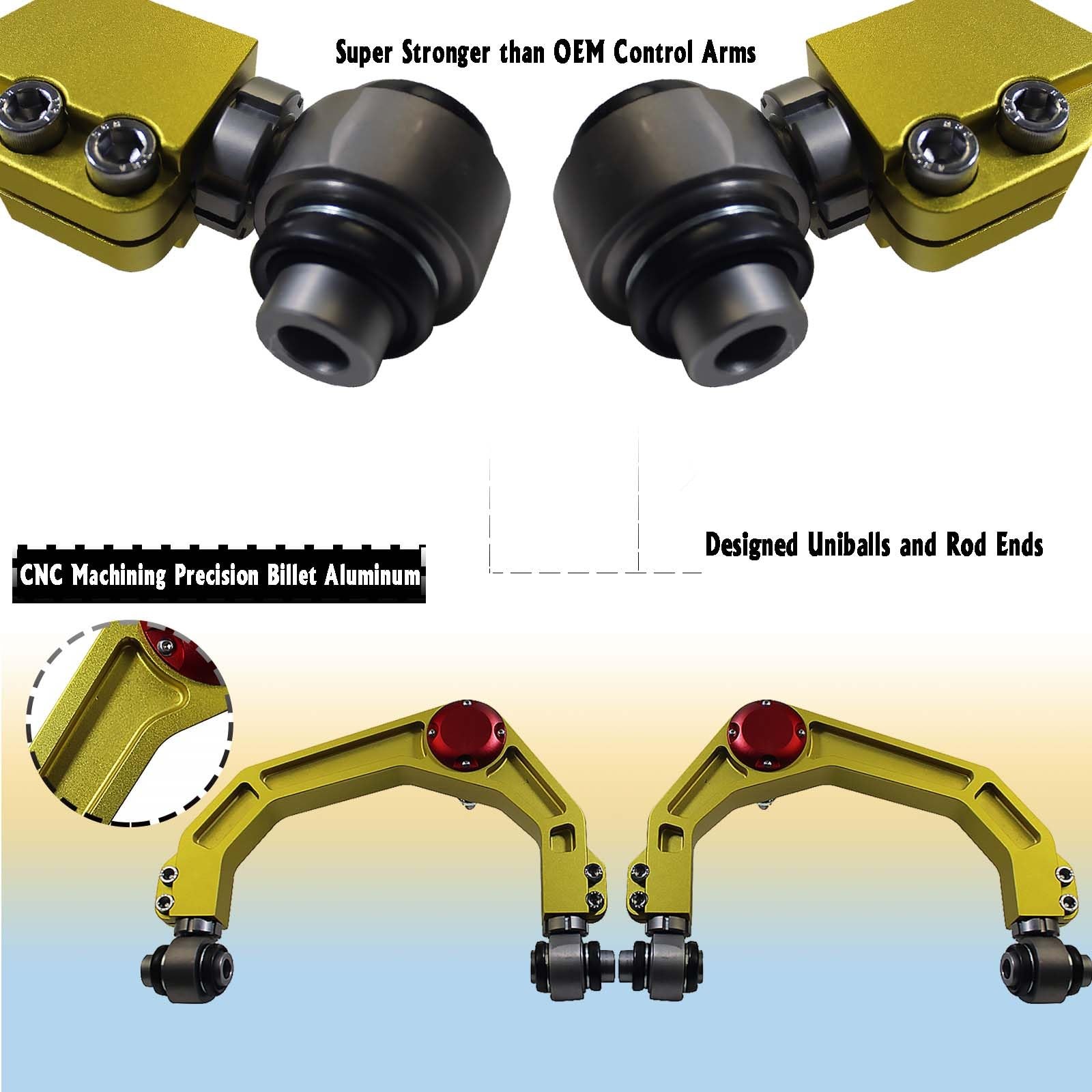 Forged Billet UCA 2004-2022 F150 3″ Lift Yellow Adj. Bushing Ball Joints