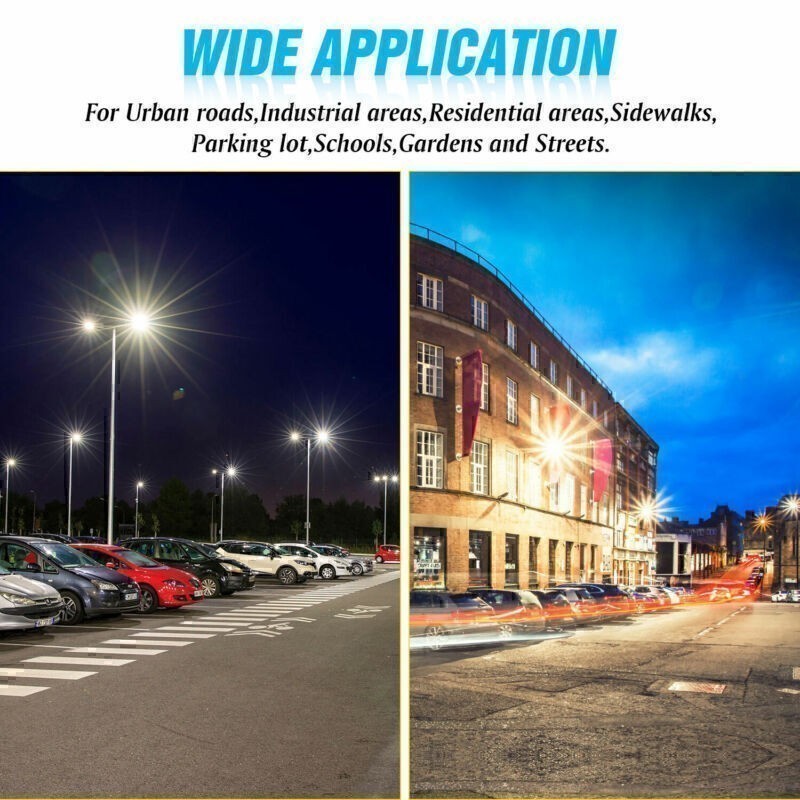 Outdoor 320W LED Shoebox Pole Light Streets Parking Lot Lamp 48000LM + Arm Mount