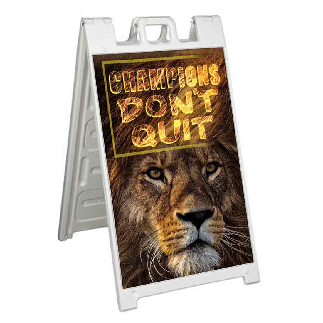 CHAMPIONS DON’T QUIT Signicade 24×36 Aframe Sidewalk Sign Banner Decal INSPIRE