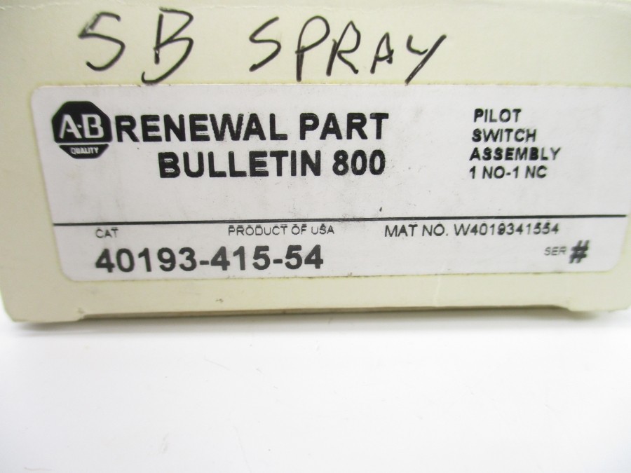 INDUSTRIAL SPARE PART 40193-415-54 SER. # (WH) NSMP